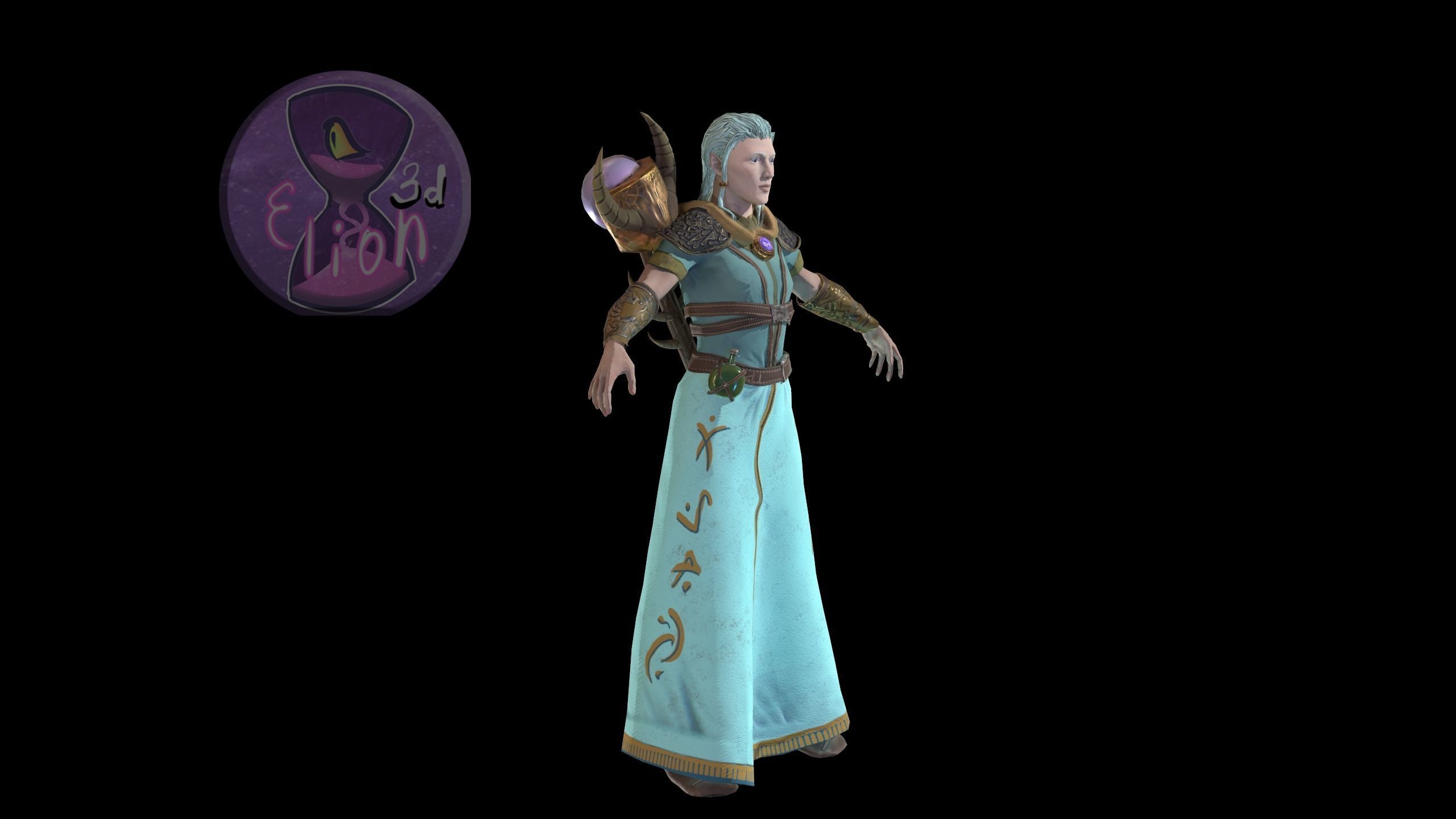 Elf Mage Low-poly 3D model_6