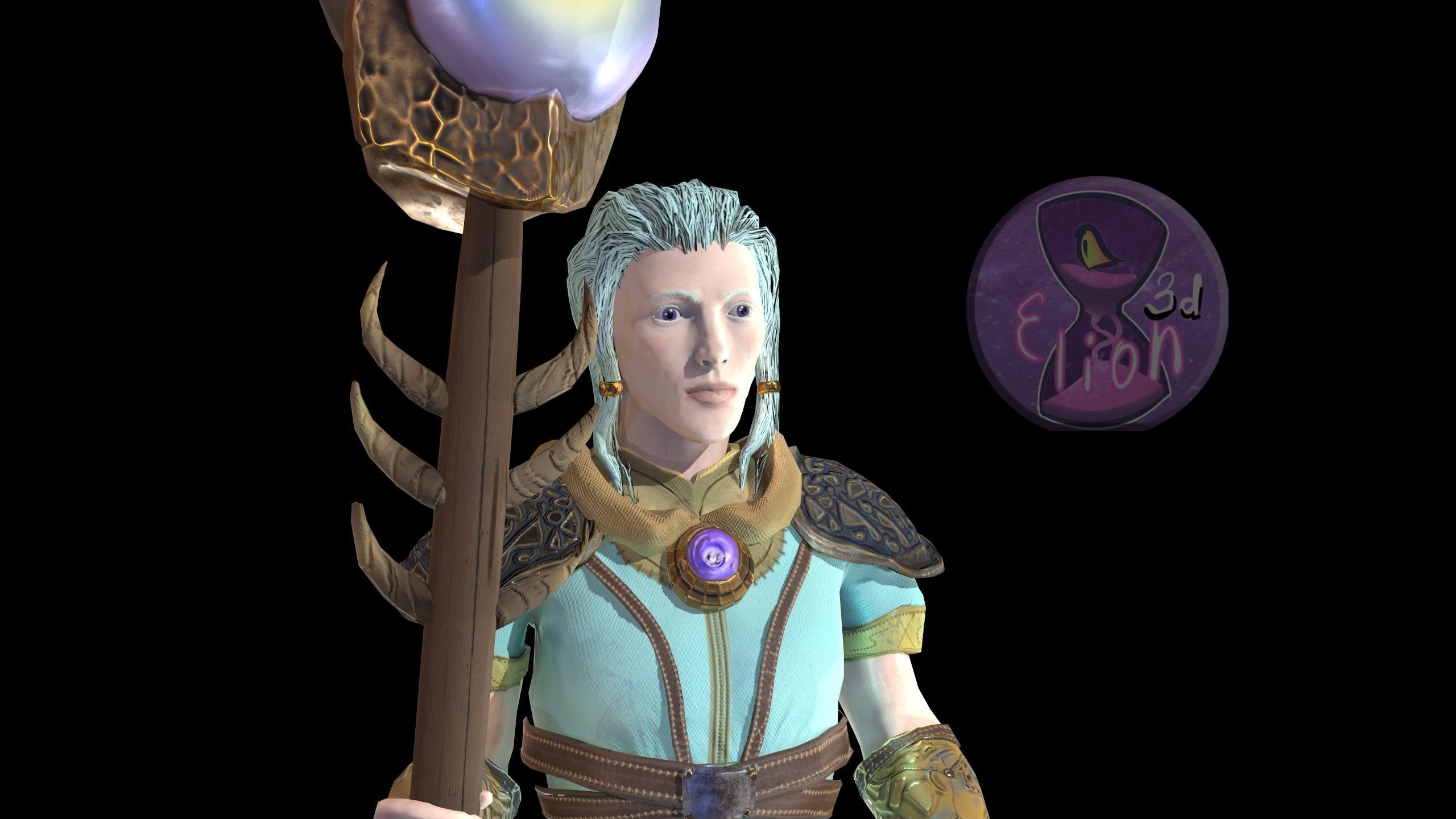 Elf Mage Low-poly 3D model_2