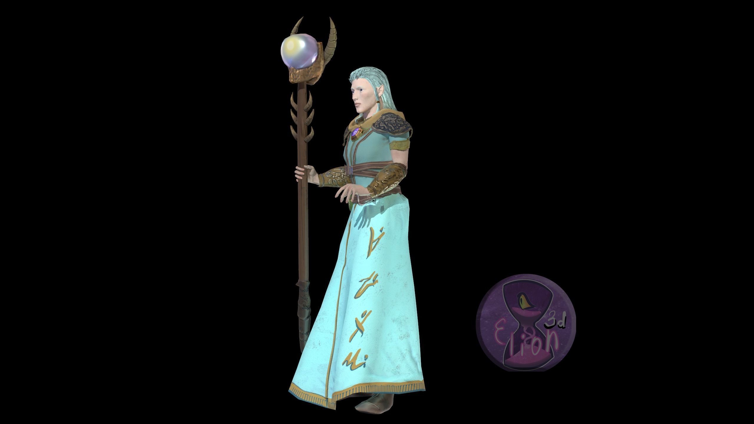 Elf Mage Low-poly 3D model_3
