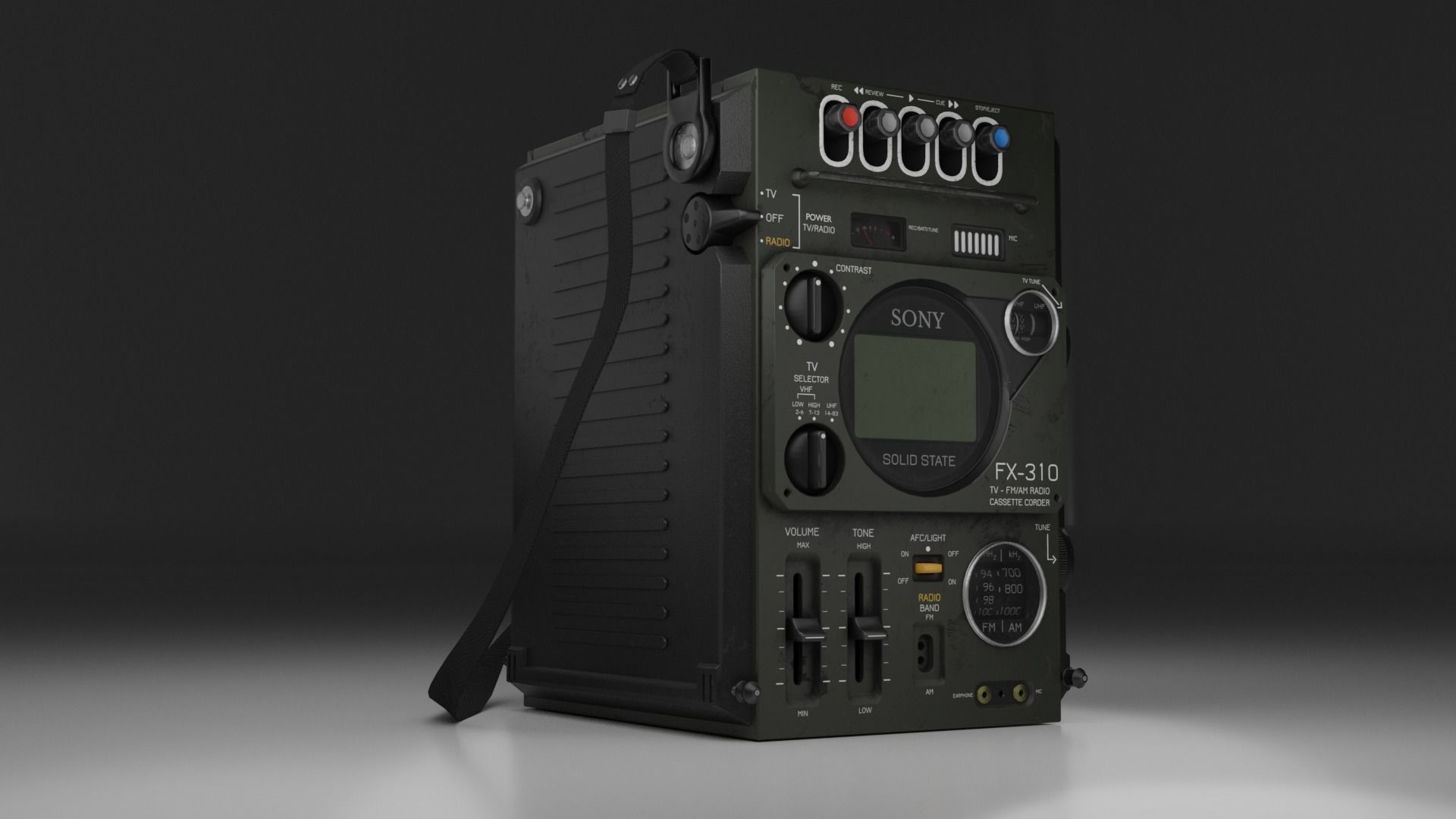 SONY Radio TV Cassette FX-310 electronic 3D model_1