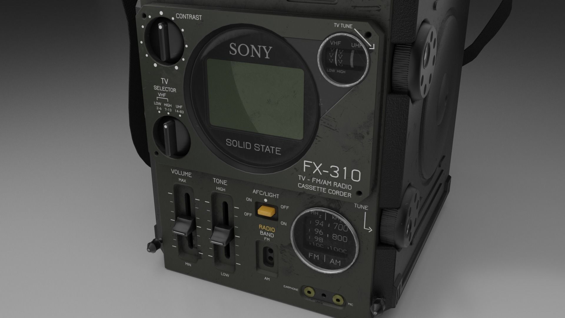 SONY Radio TV Cassette FX-310 electronic 3D model_3