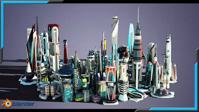 35 Futuristic Buildings VOL 5 Low-poly 3D model 2