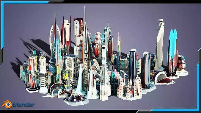 35 Futuristic Buildings VOL 5 Low-poly 3D model 4