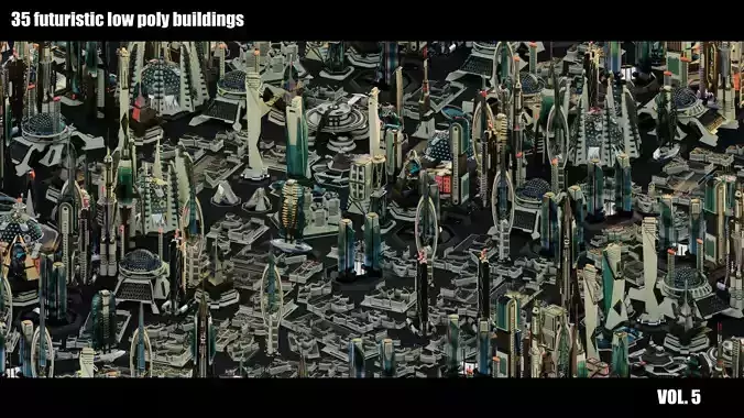 35 Futuristic Buildings VOL 5 Low-poly 3D model