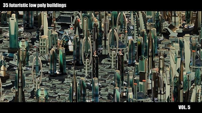 35 Futuristic Buildings VOL 5 Low-poly 3D model 6