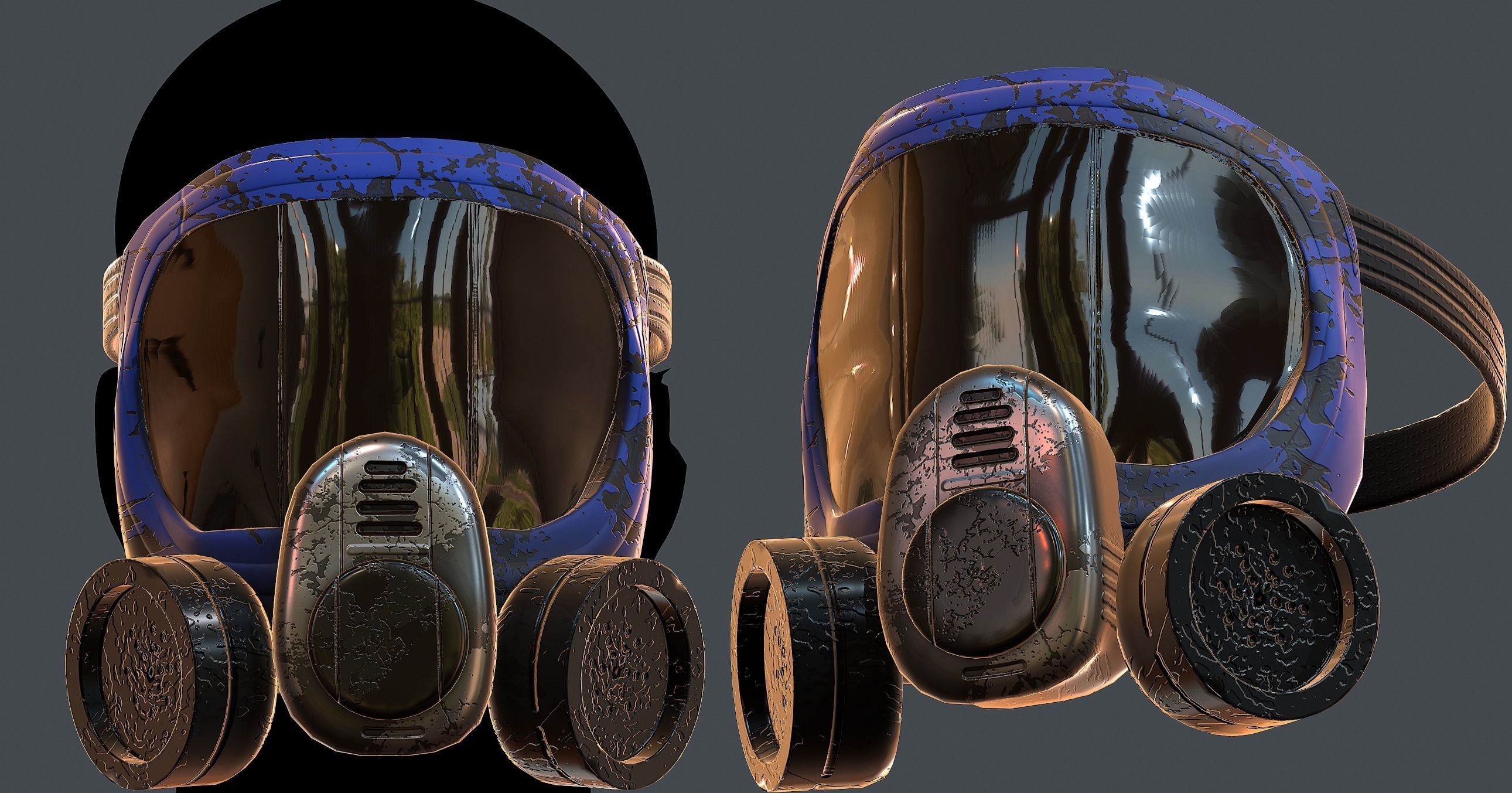 Gas mask helmet 3d model scifi Low-poly Low-poly 3D model_1