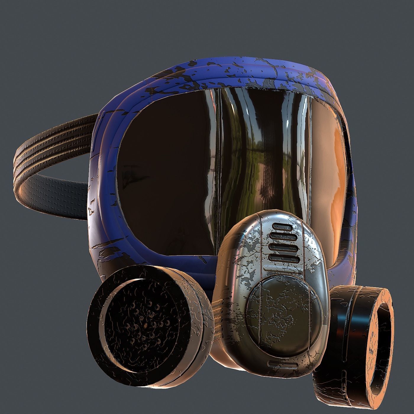 Gas mask helmet 3d model scifi Low-poly Low-poly 3D model_2