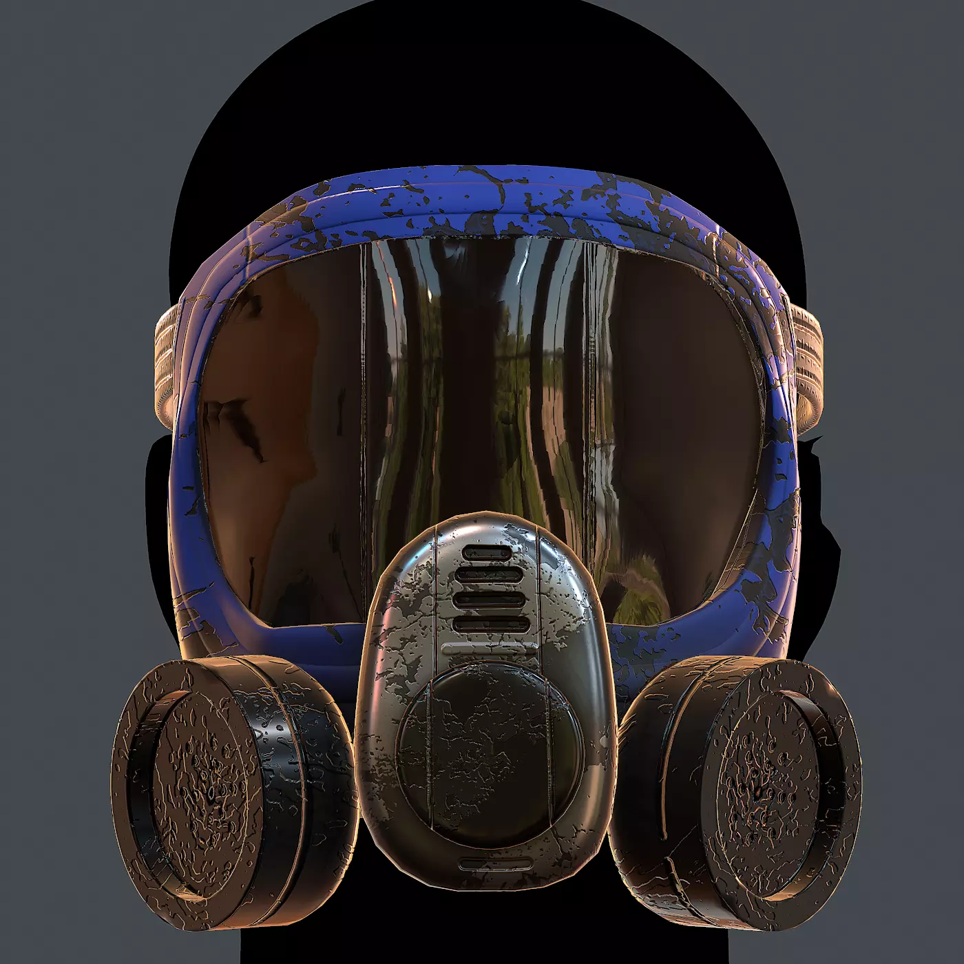Gas mask helmet 3d model scifi Low-poly Low-poly 3D model_0