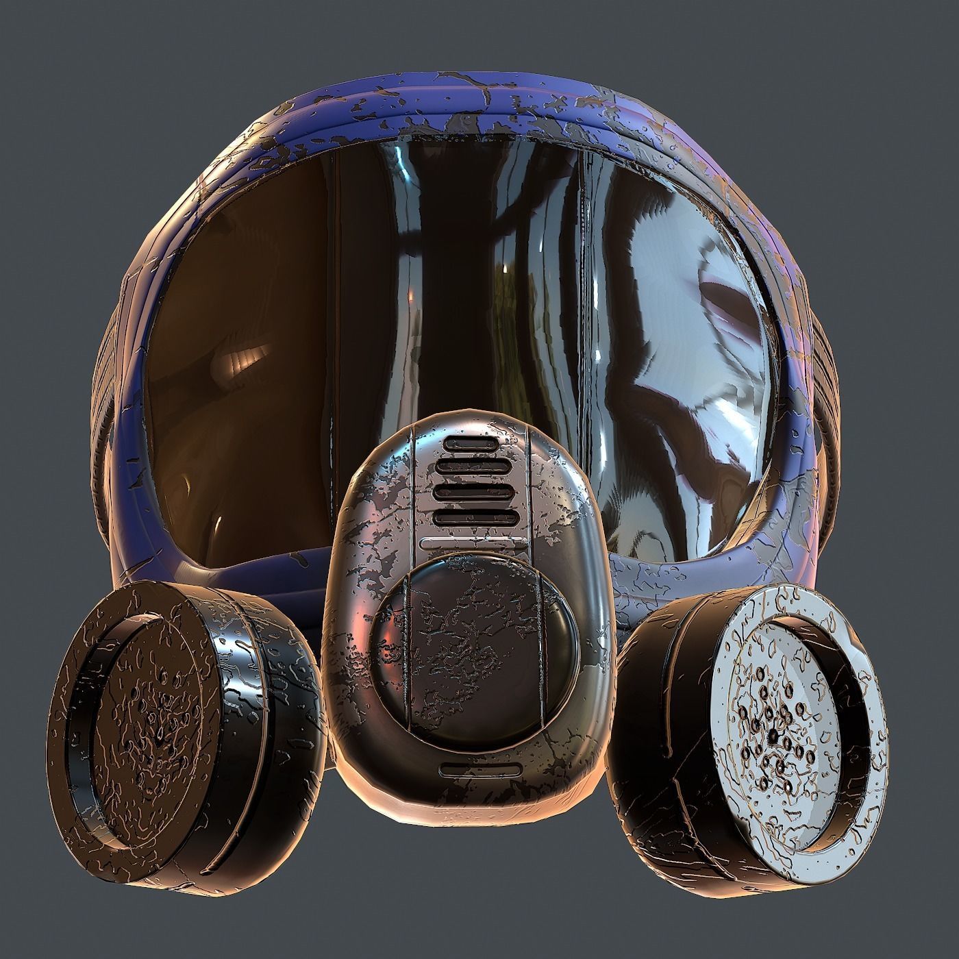 Gas mask helmet 3d model scifi Low-poly Low-poly 3D model_8
