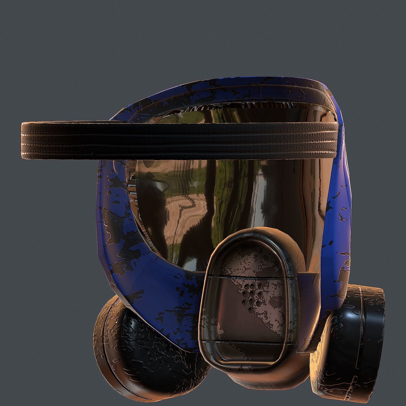 Gas mask helmet 3d model scifi Low-poly Low-poly 3D model_3