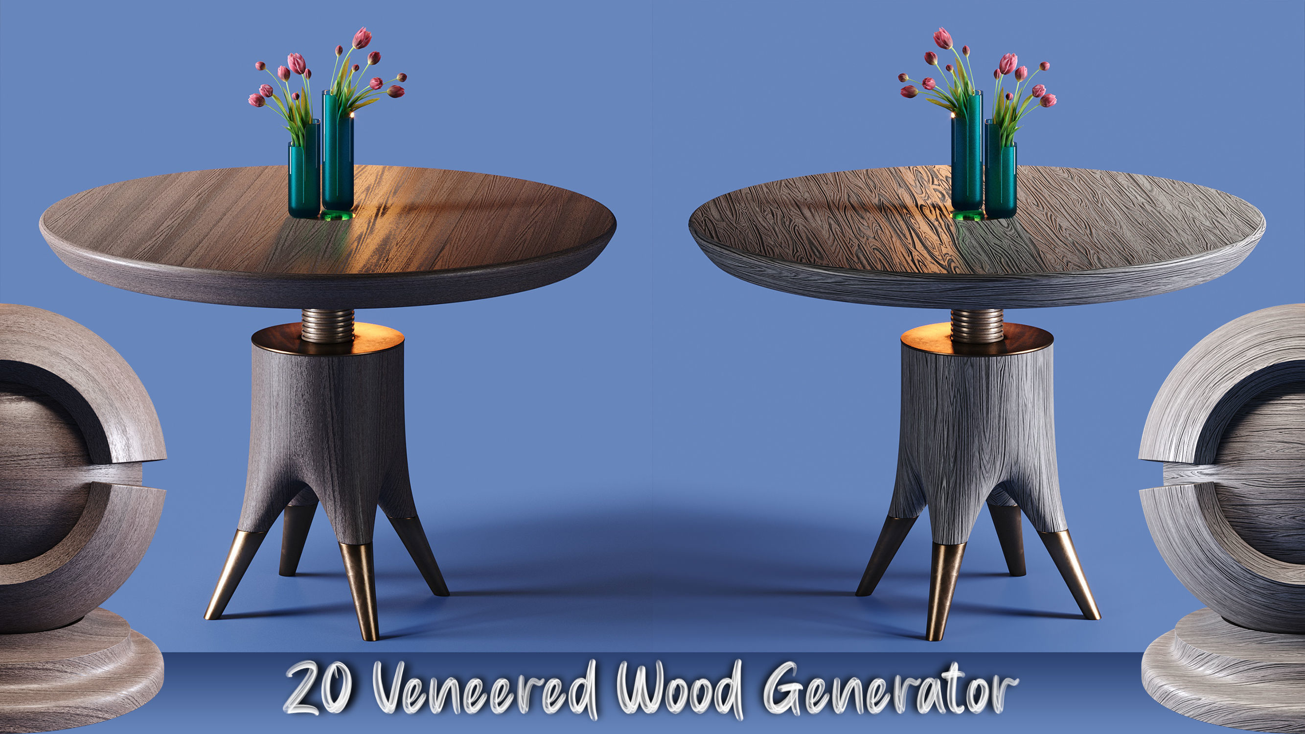 20 Veneered Wood Materials - SBSAR - PBR Maps - 4K Texture_7