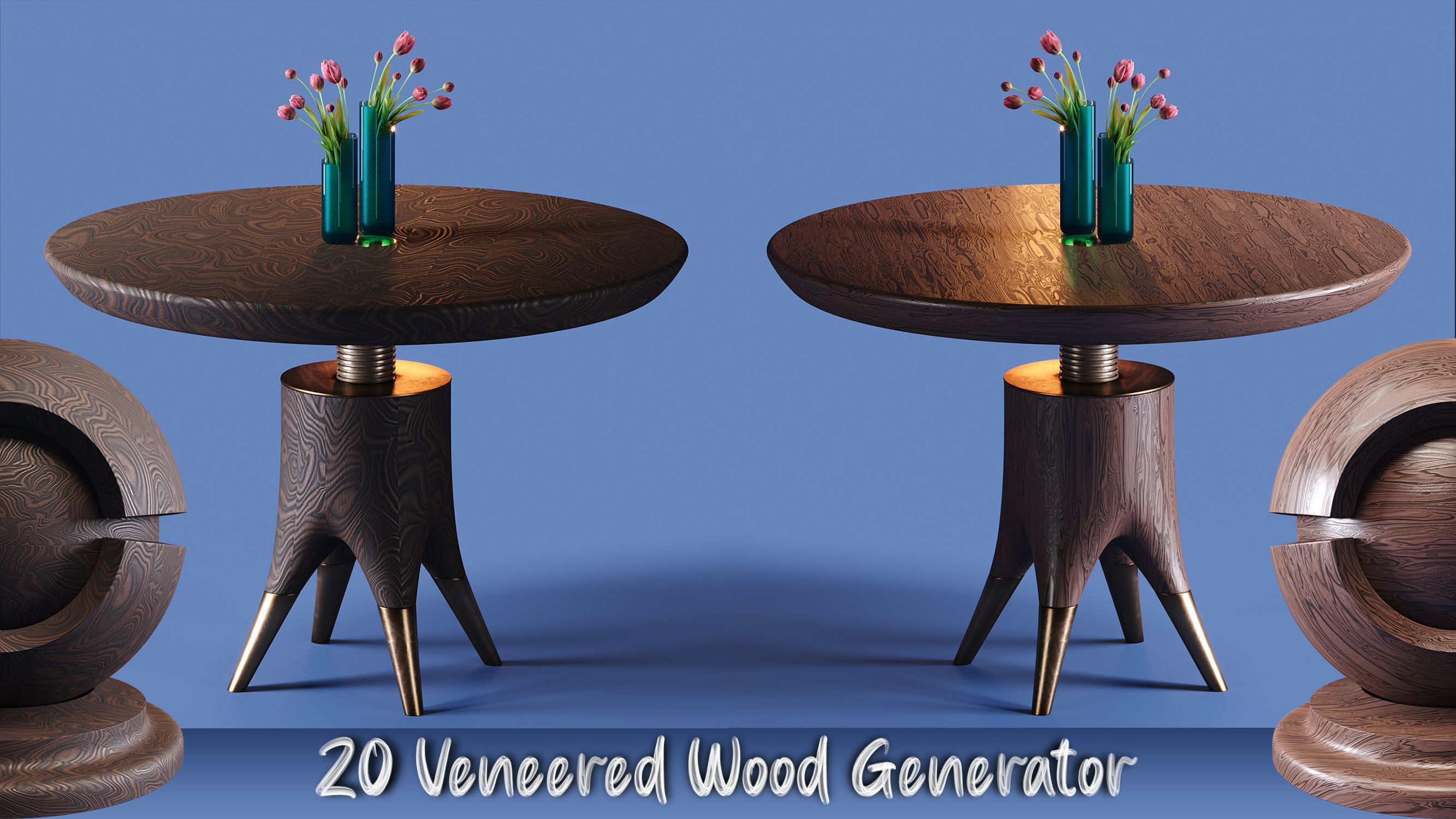 20 Veneered Wood Materials - SBSAR - PBR Maps - 4K Texture_5
