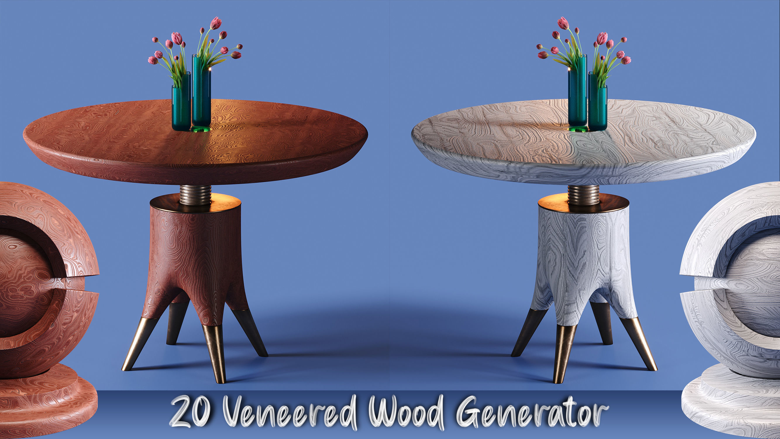 20 Veneered Wood Materials - SBSAR - PBR Maps - 4K Texture_3