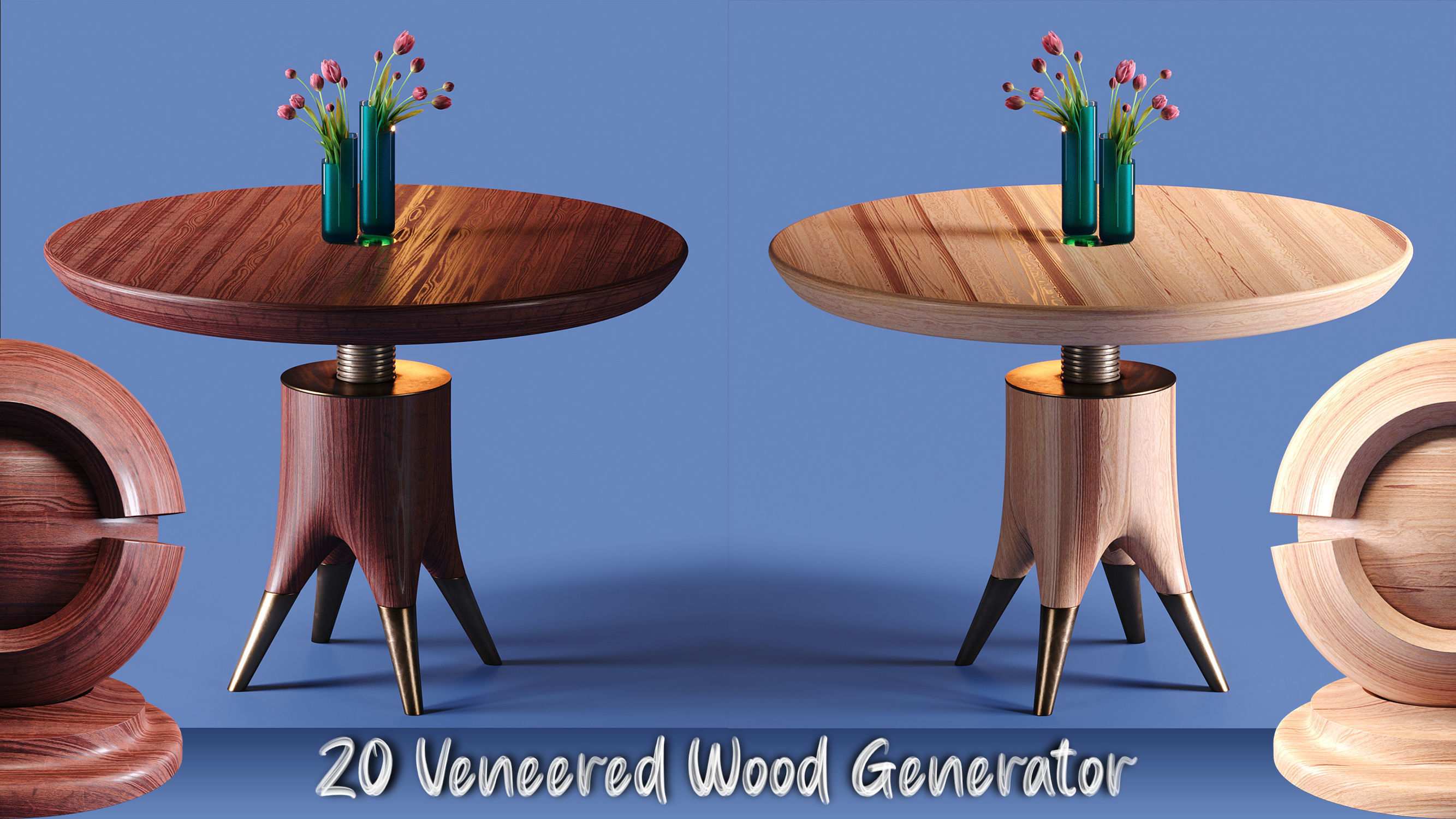 20 Veneered Wood Materials - SBSAR - PBR Maps - 4K Texture_9