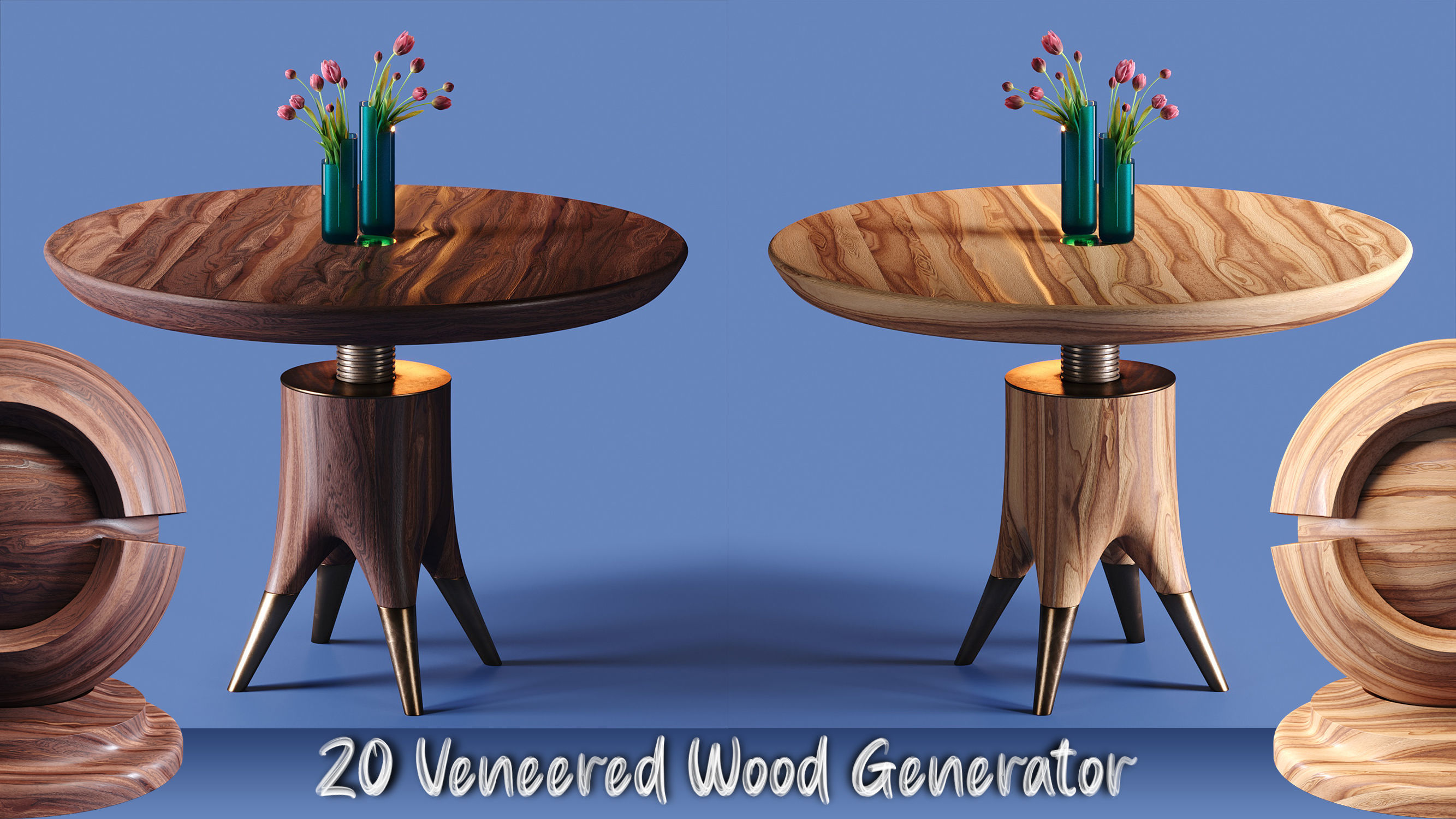 20 Veneered Wood Materials - SBSAR - PBR Maps - 4K Texture_11
