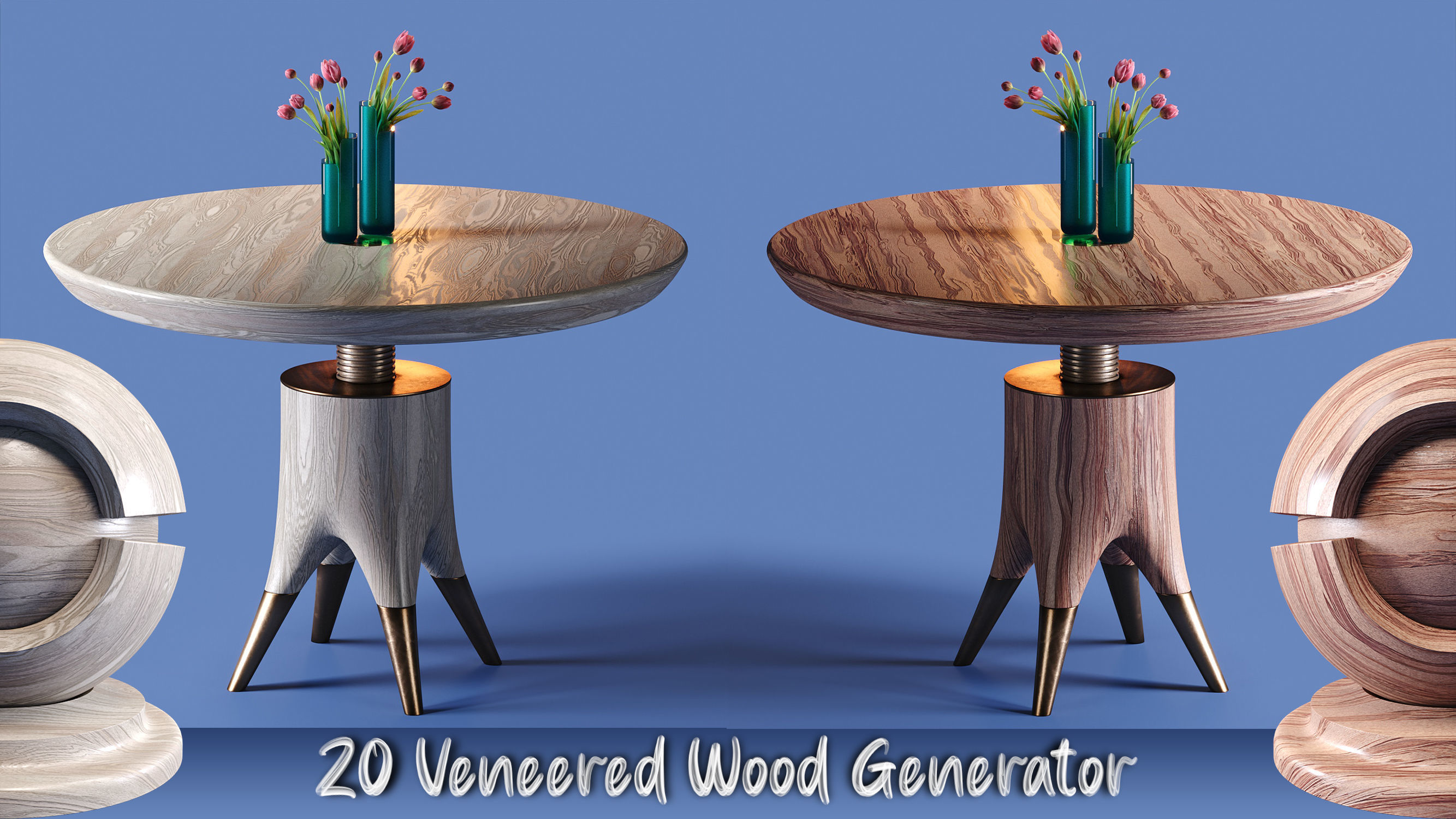 20 Veneered Wood Materials - SBSAR - PBR Maps - 4K Texture_6