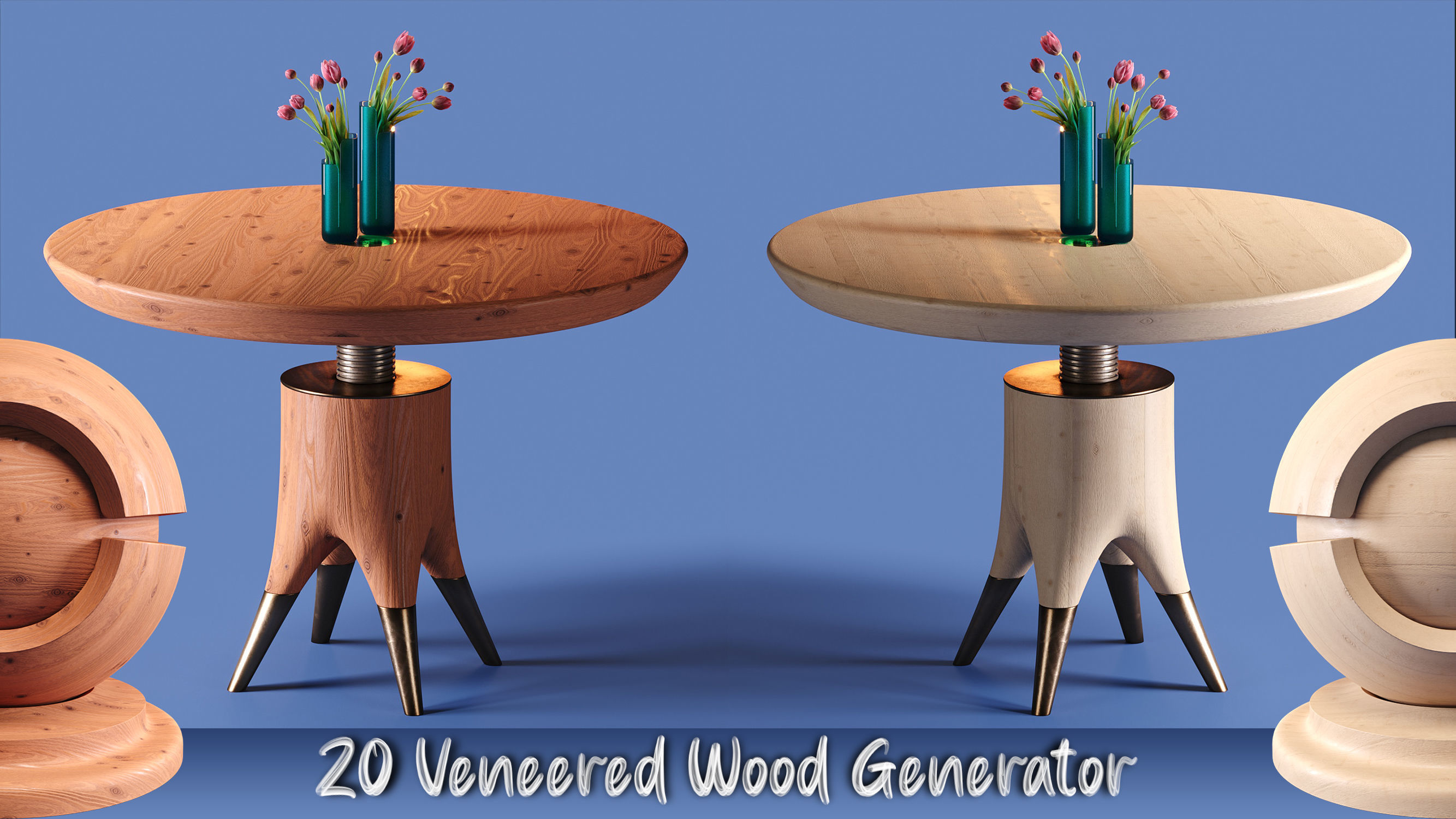 20 Veneered Wood Materials - SBSAR - PBR Maps - 4K Texture_10
