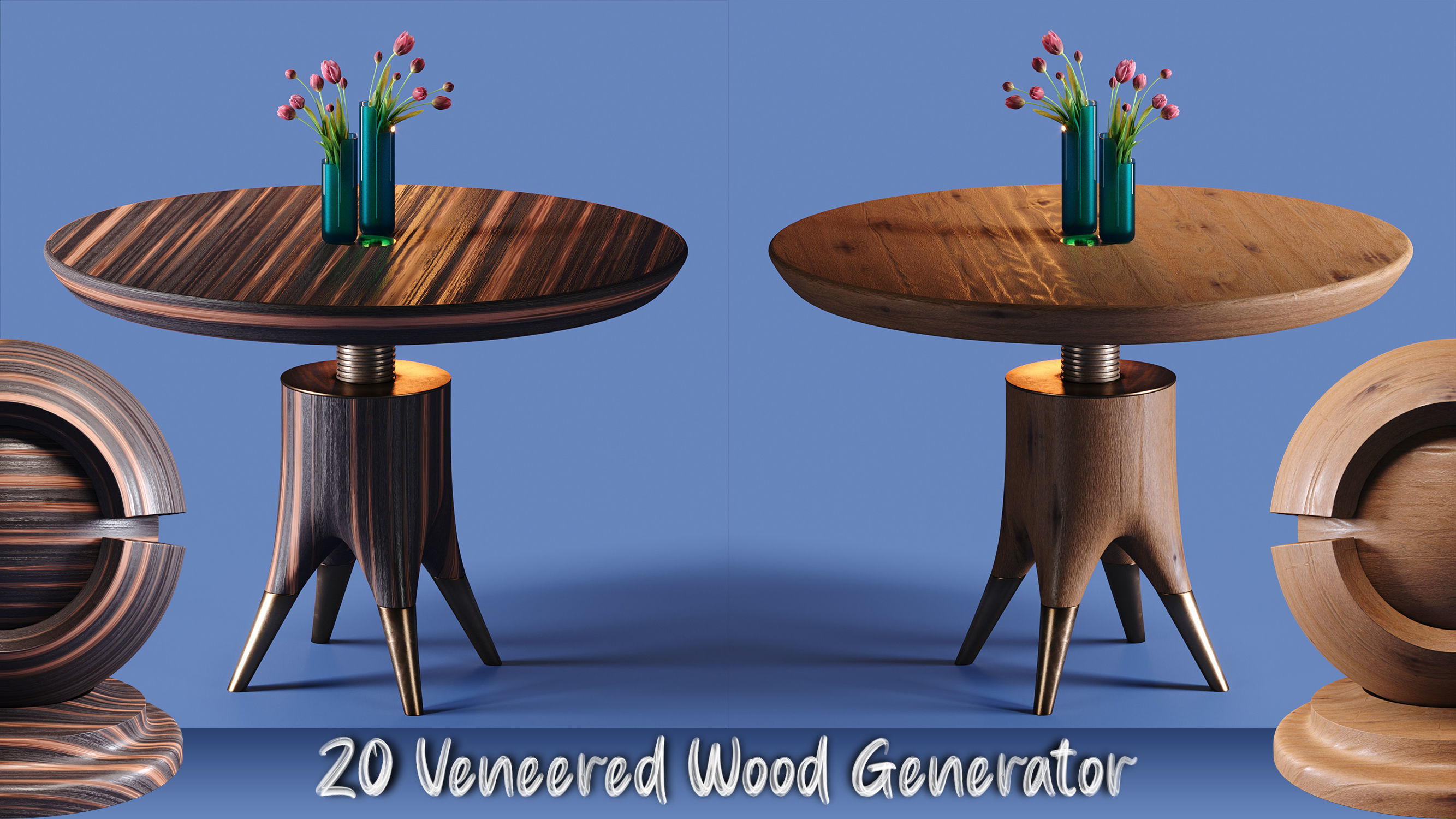 20 Veneered Wood Materials - SBSAR - PBR Maps - 4K Texture_12