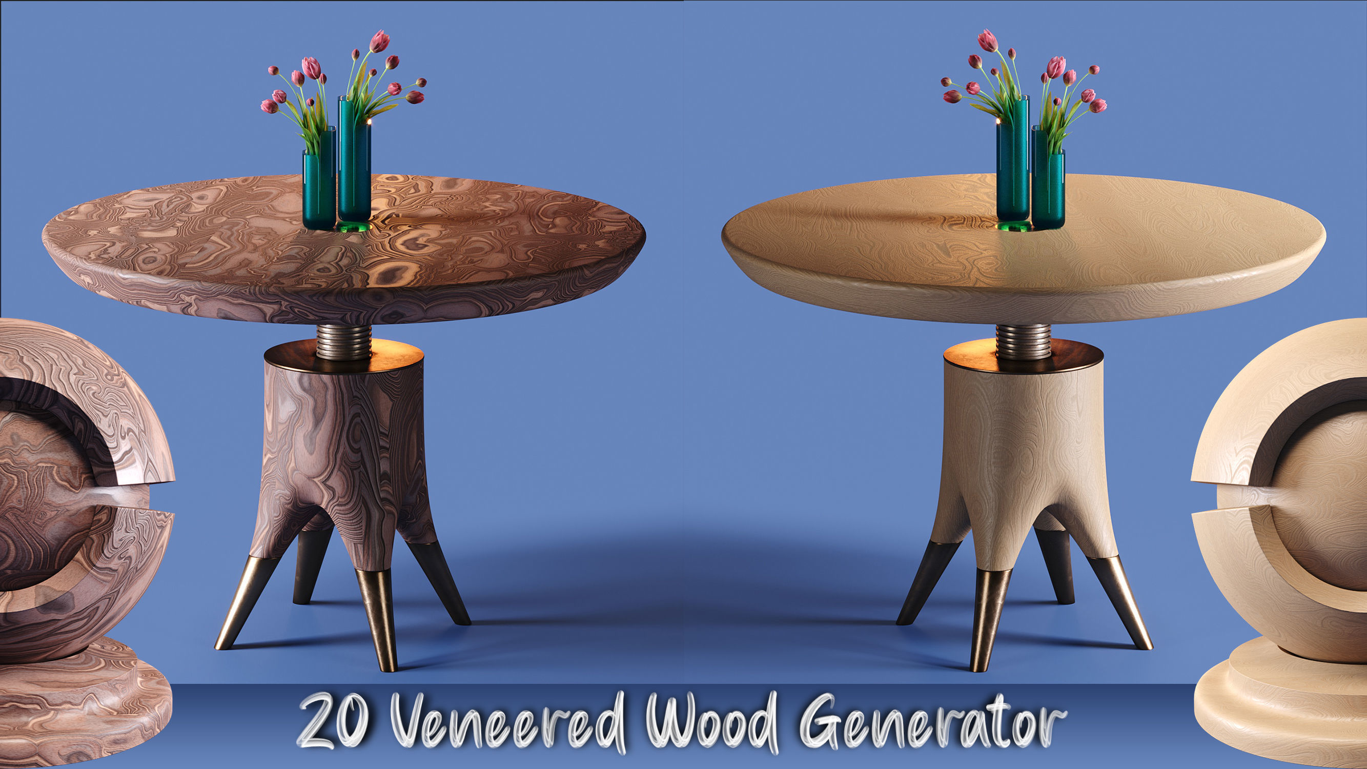 20 Veneered Wood Materials - SBSAR - PBR Maps - 4K Texture_4