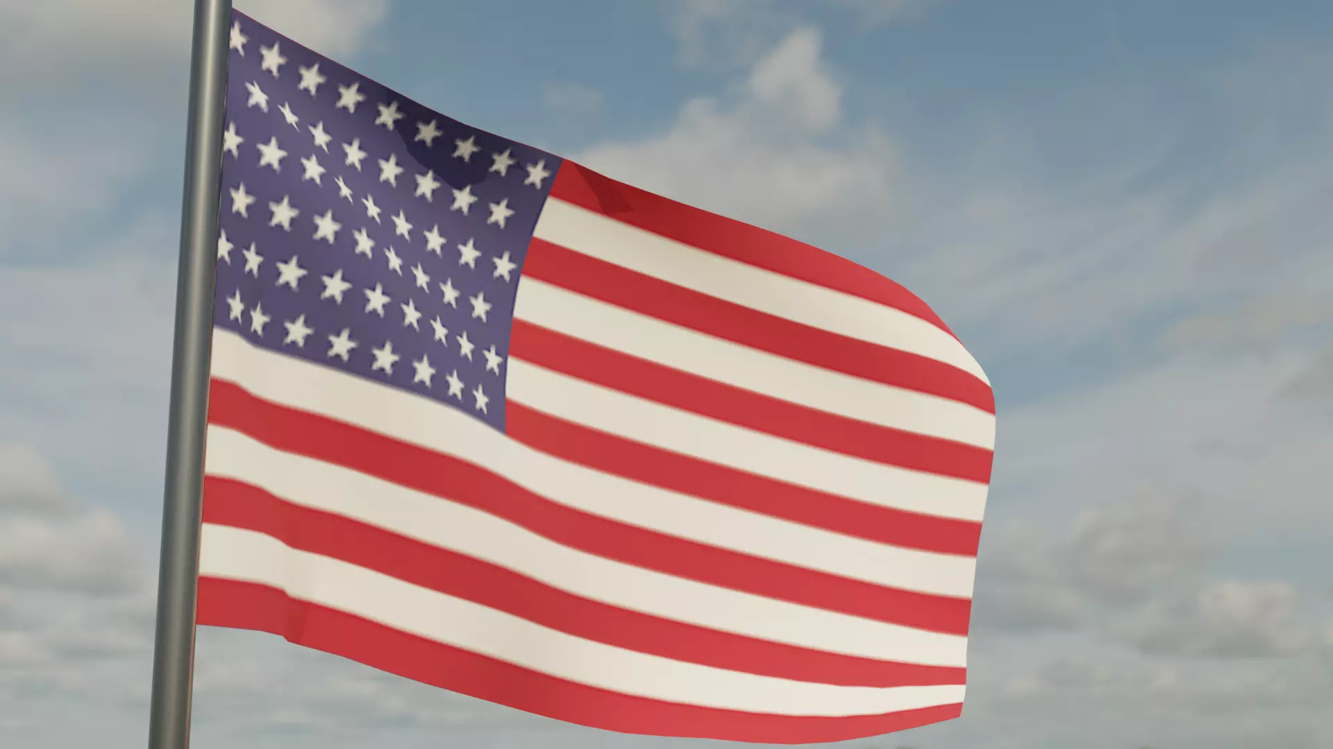 American Flag        Not Cloth Sim Low-poly 3D model_0