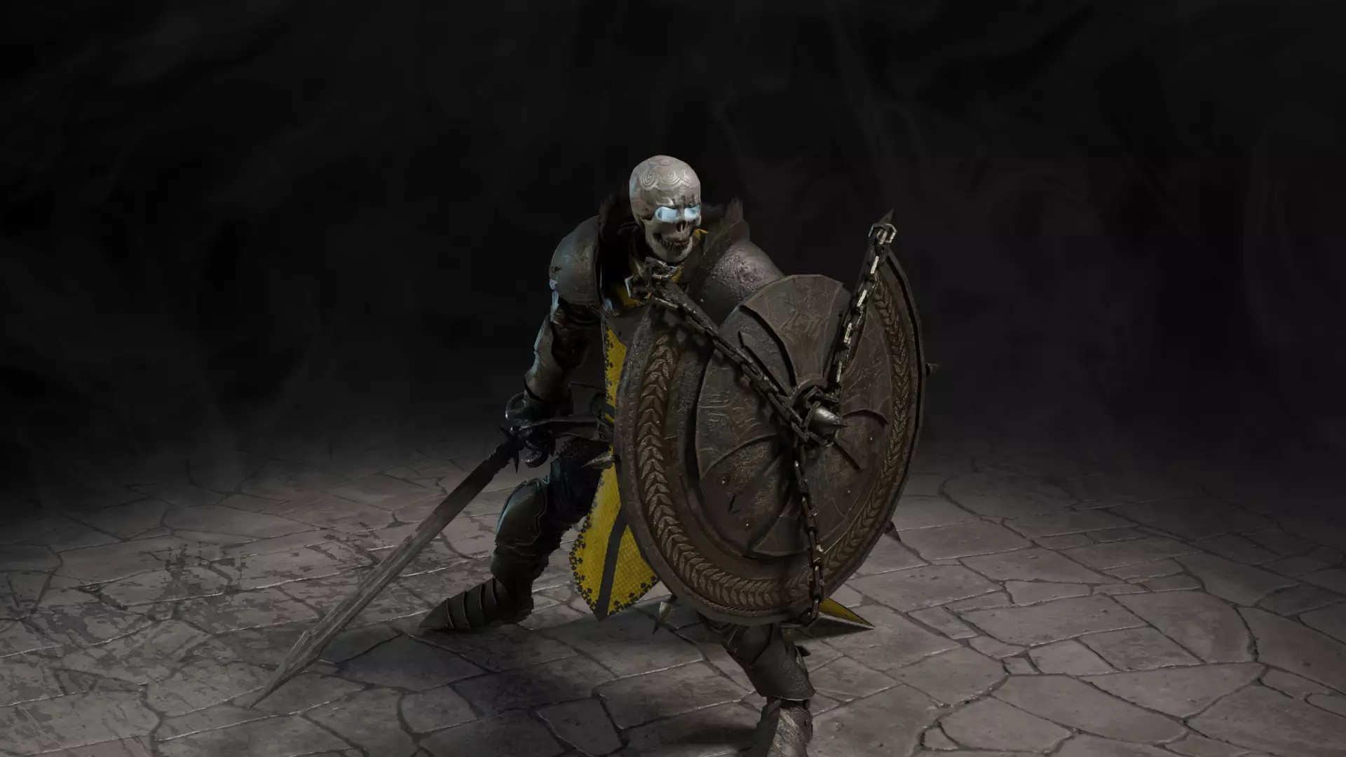 Death knight Low-poly 3D model_0