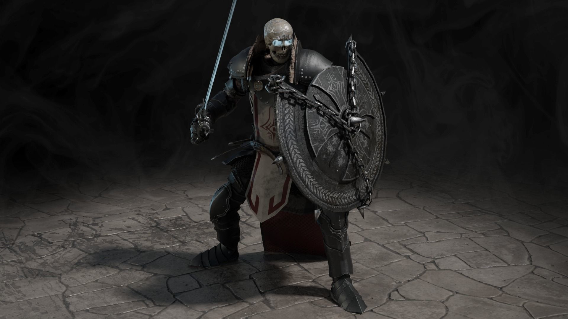 Death knight Low-poly 3D model_8