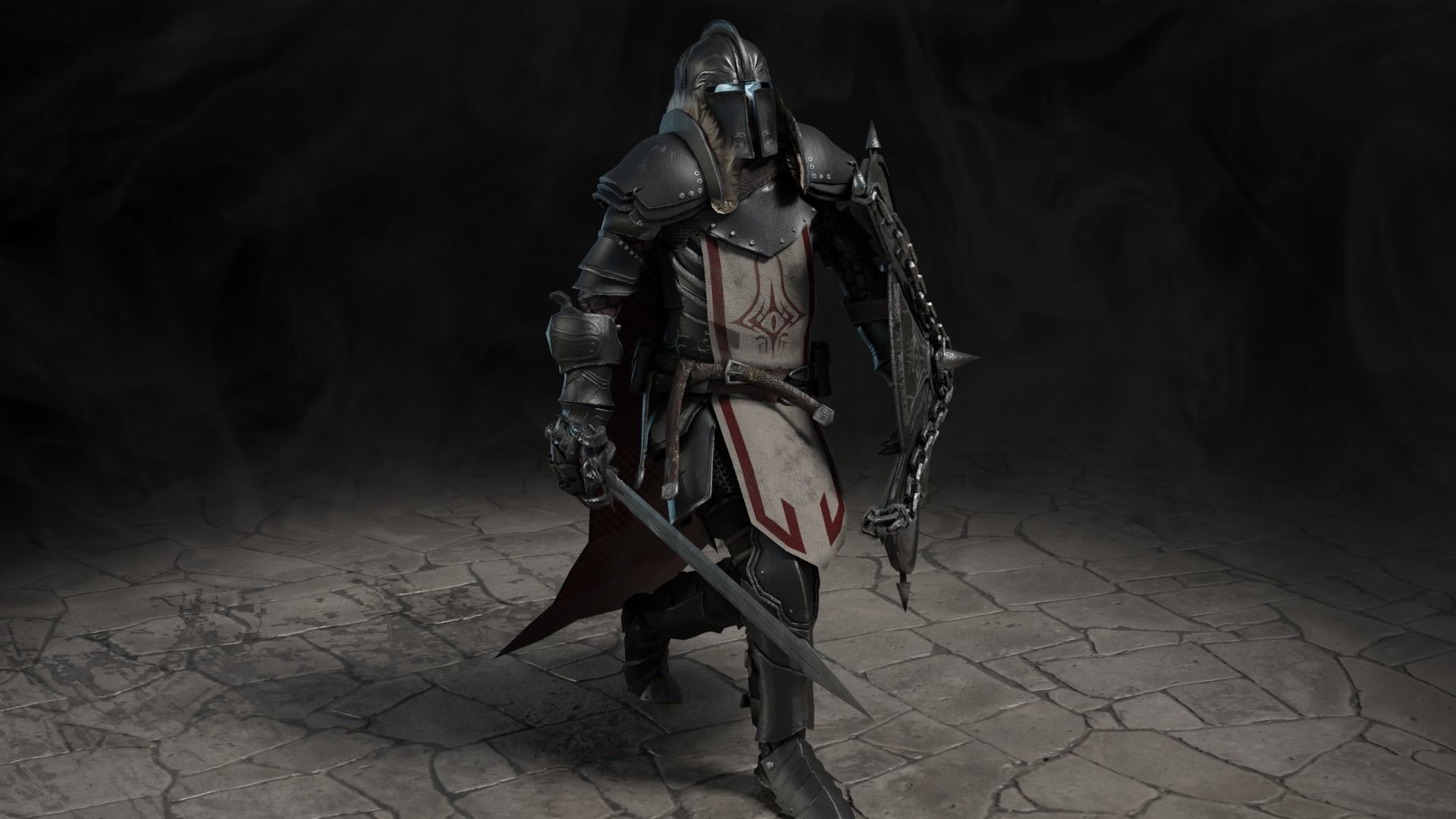 Death knight Low-poly 3D model_13