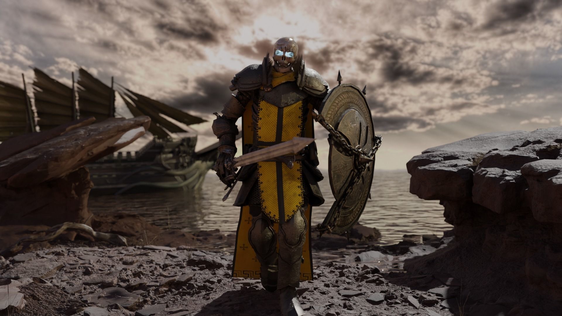 Death knight Low-poly 3D model_4