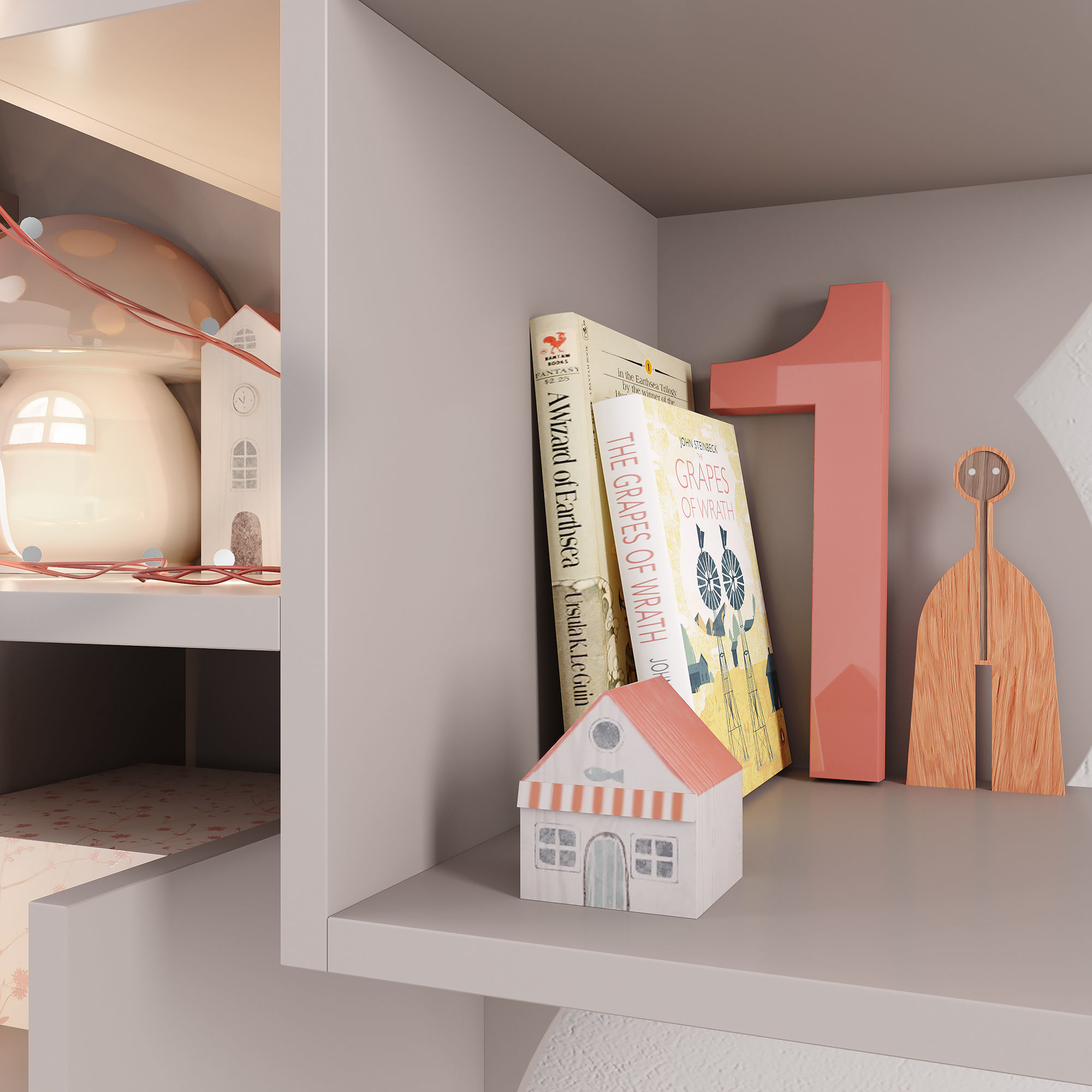 Tree Shelf for children room with decor 3D model_7