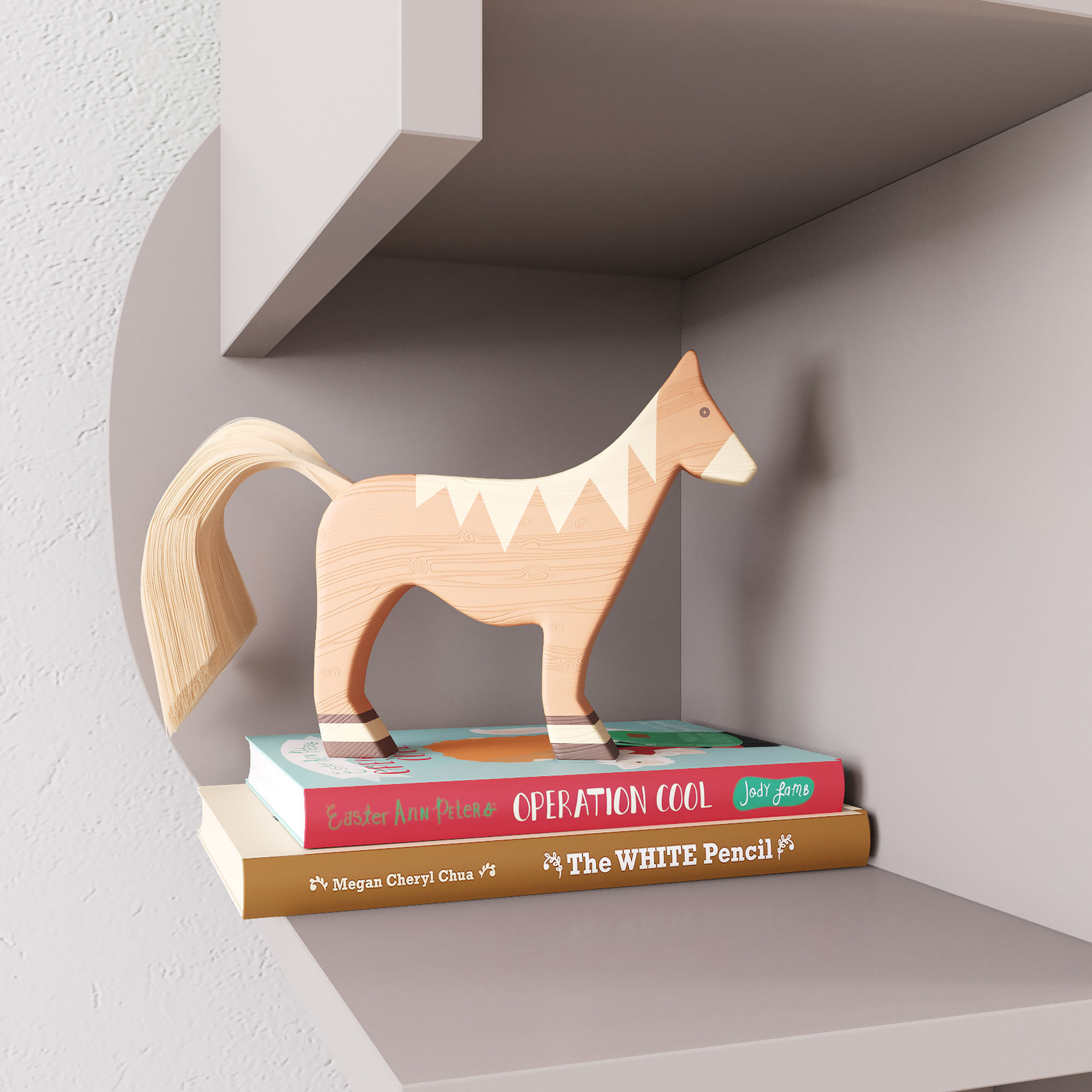 Tree Shelf for children room with decor 3D model_9