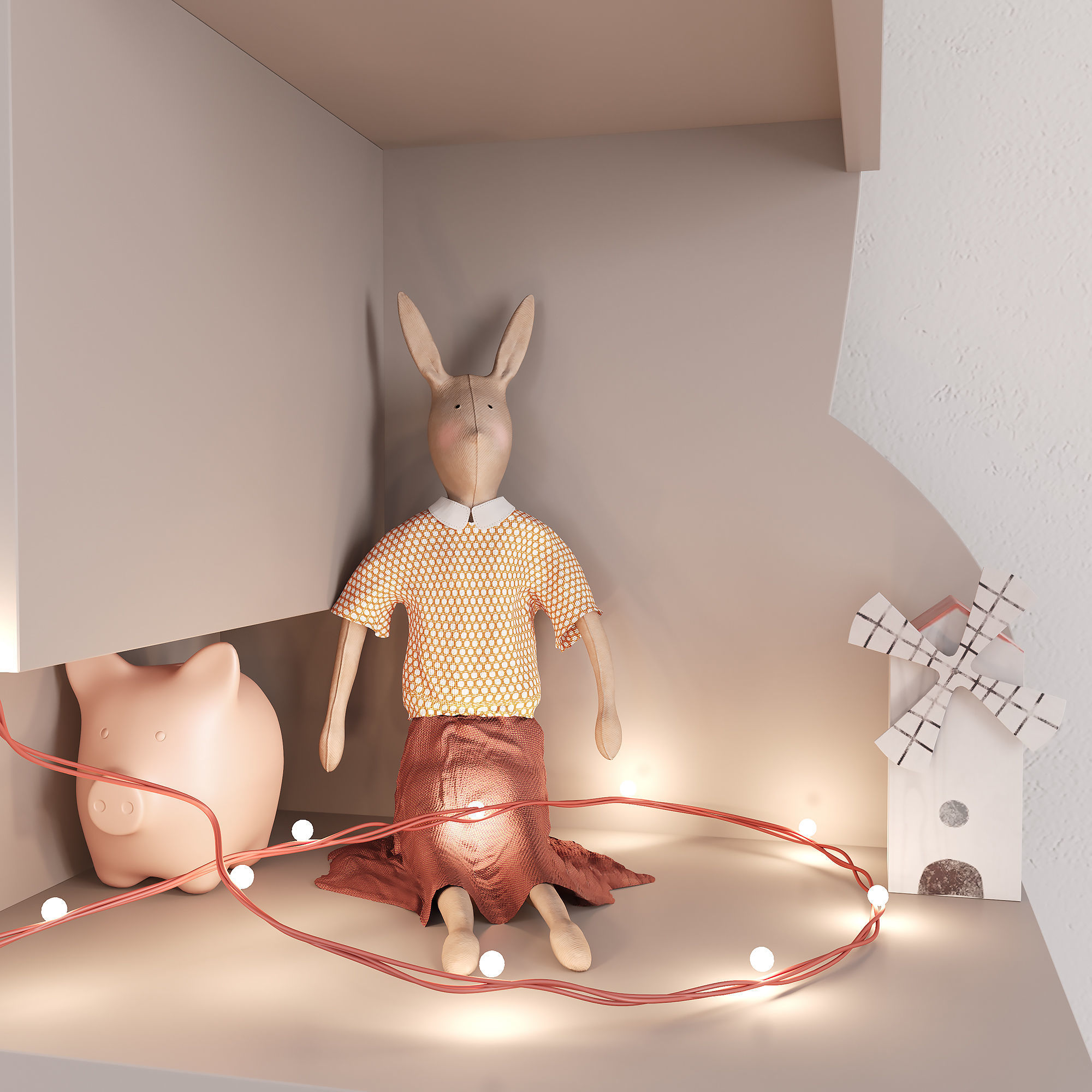 Tree Shelf for children room with decor 3D model_6