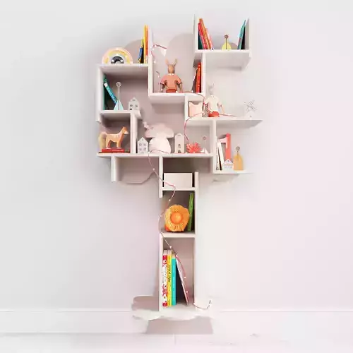 Tree Shelf for children room with decor 3D model