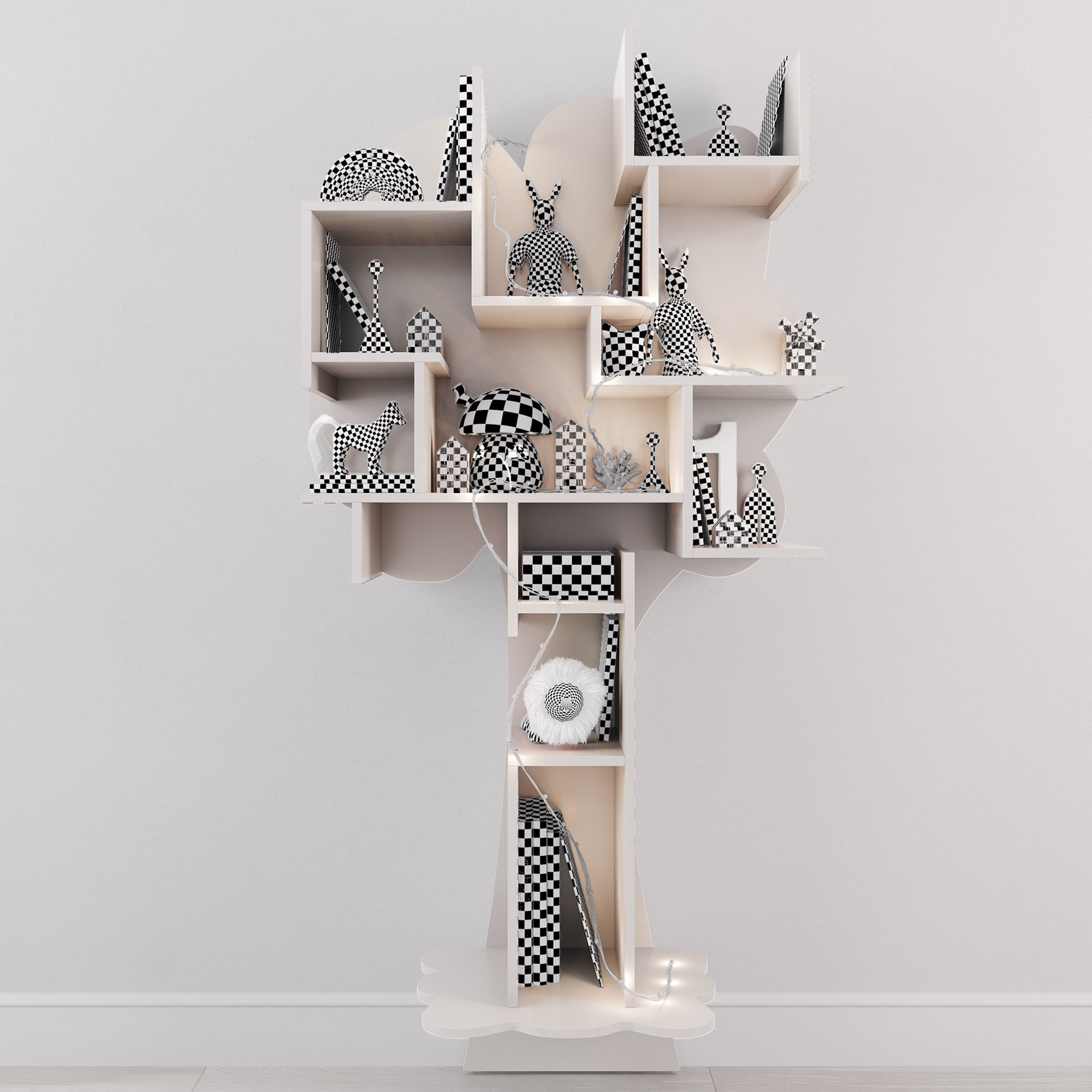 Tree Shelf for children room with decor 3D model_10