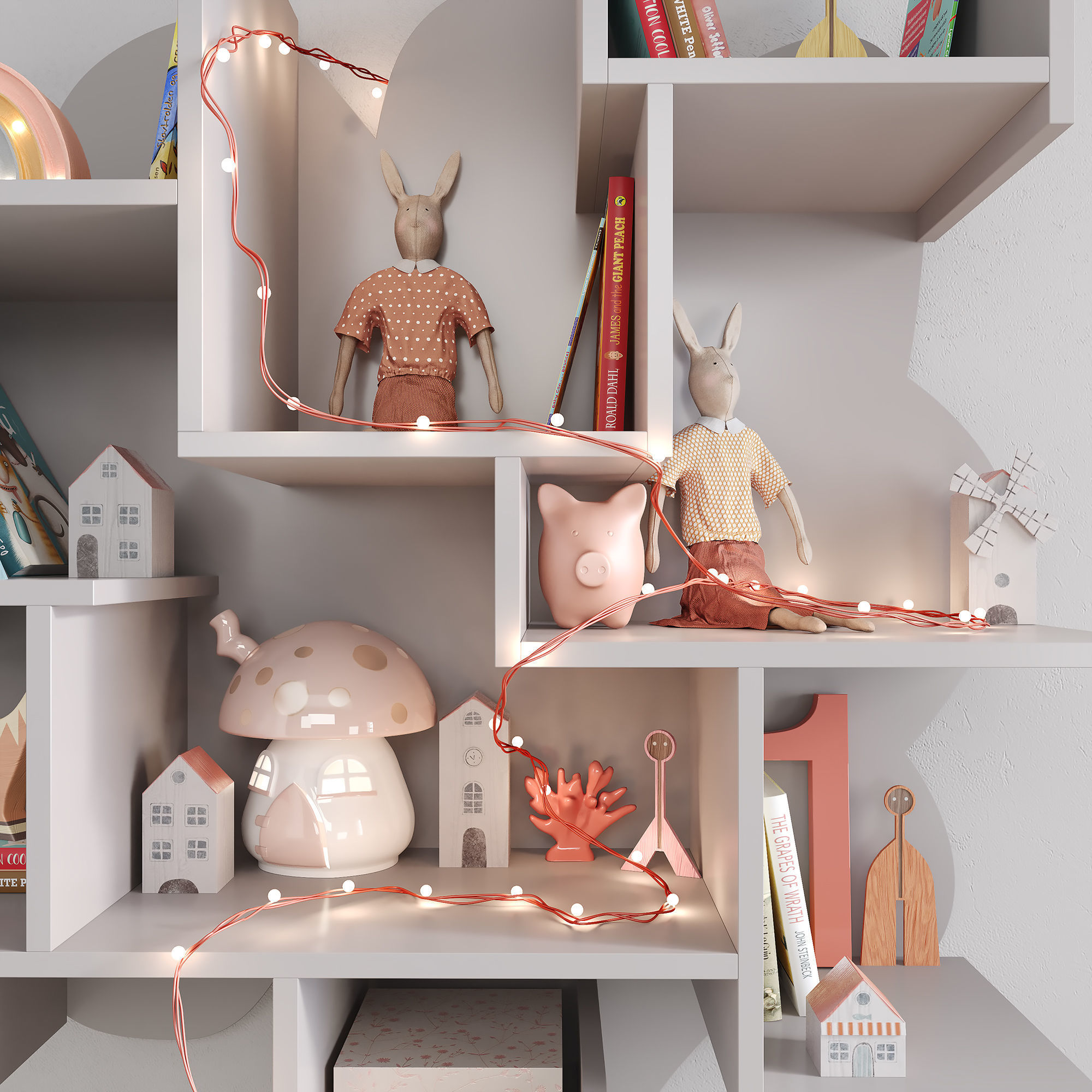 Tree Shelf for children room with decor 3D model_1