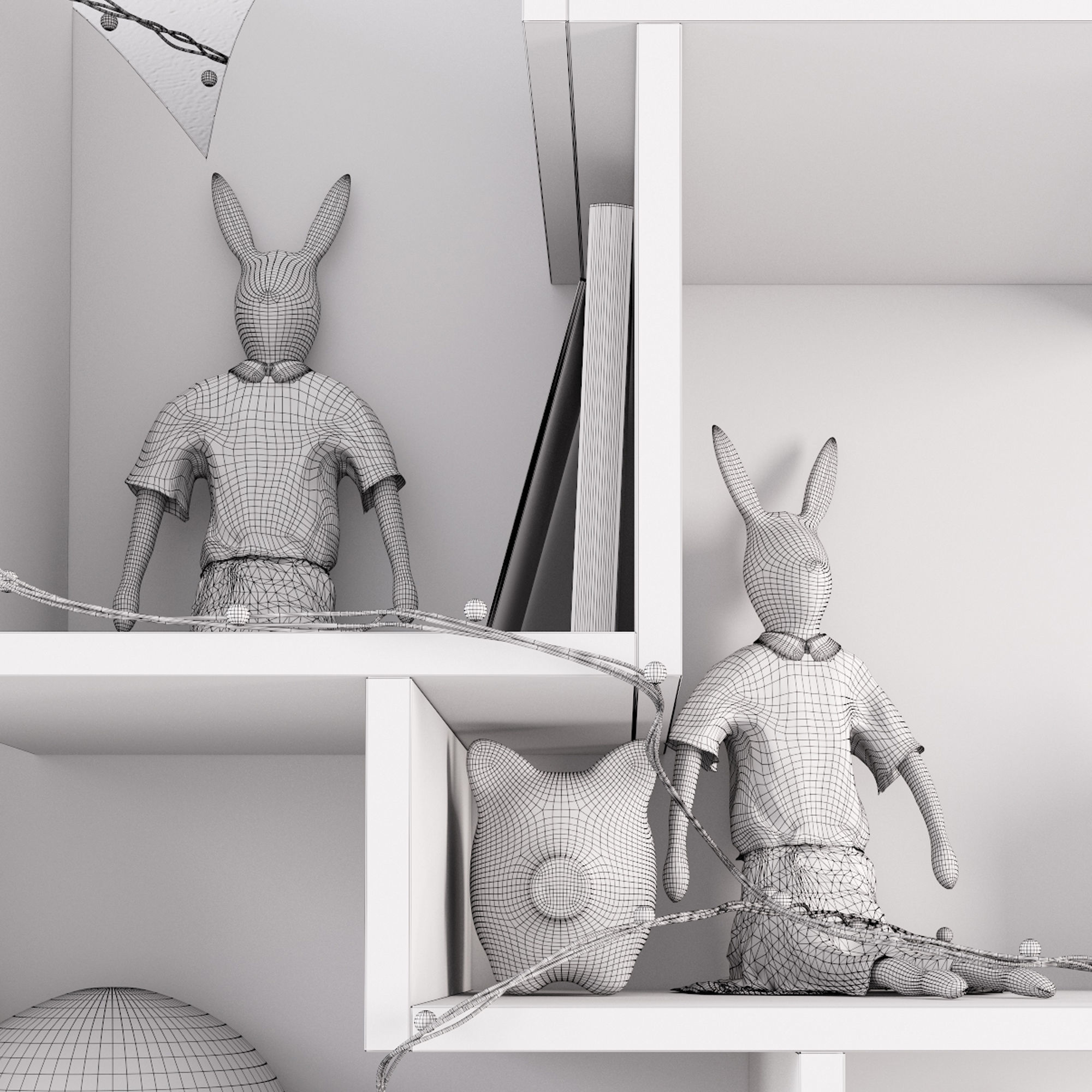 Tree Shelf for children room with decor 3D model_14