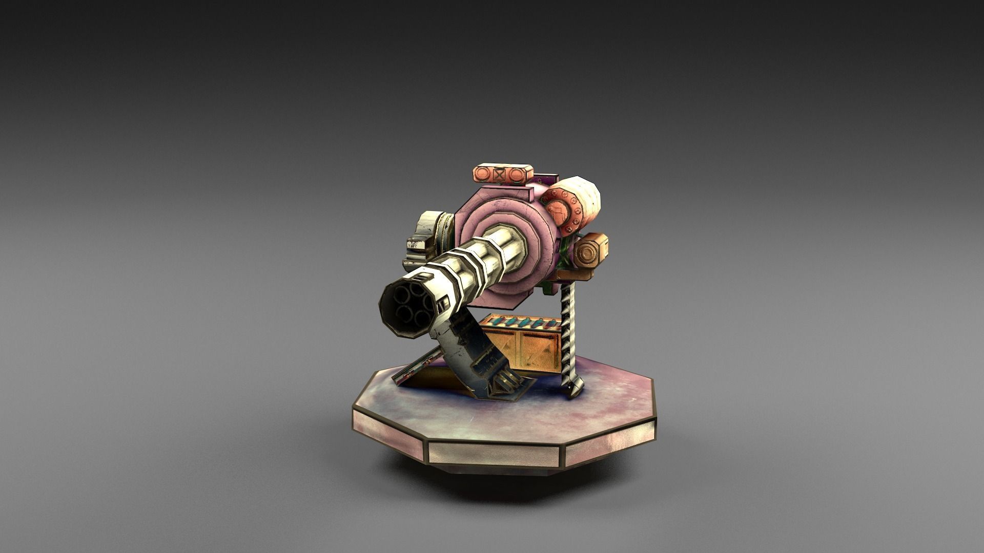 Carton turret machine gun Low-poly 3D model_2