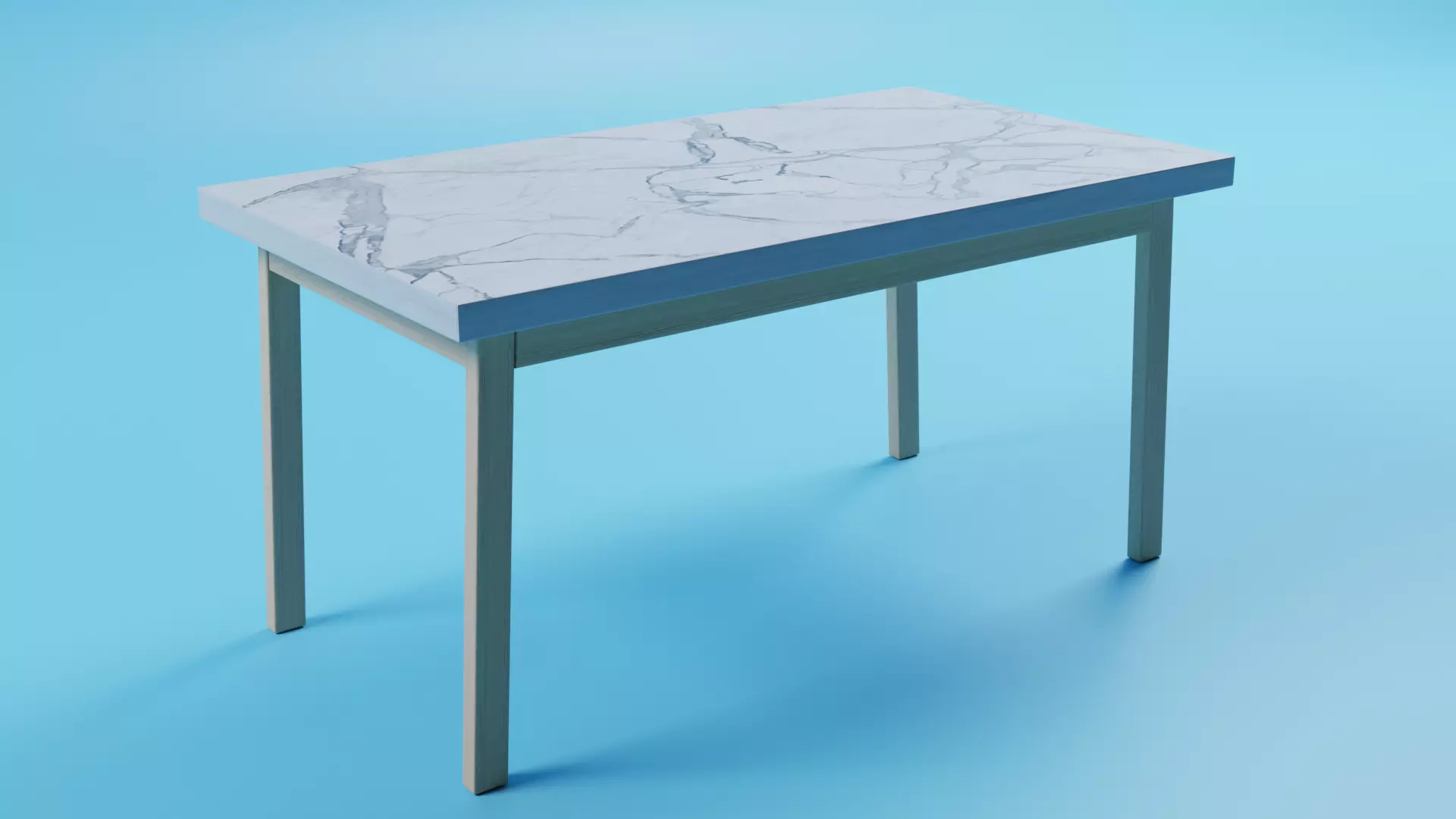Wooden Marble Table 3D model_0