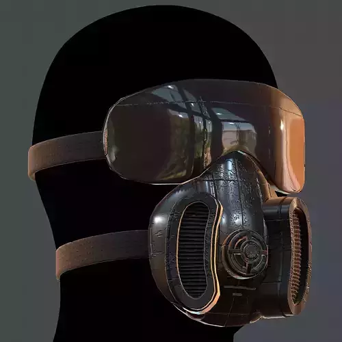 Gas mask helmet 3d model scifi Low-poly 