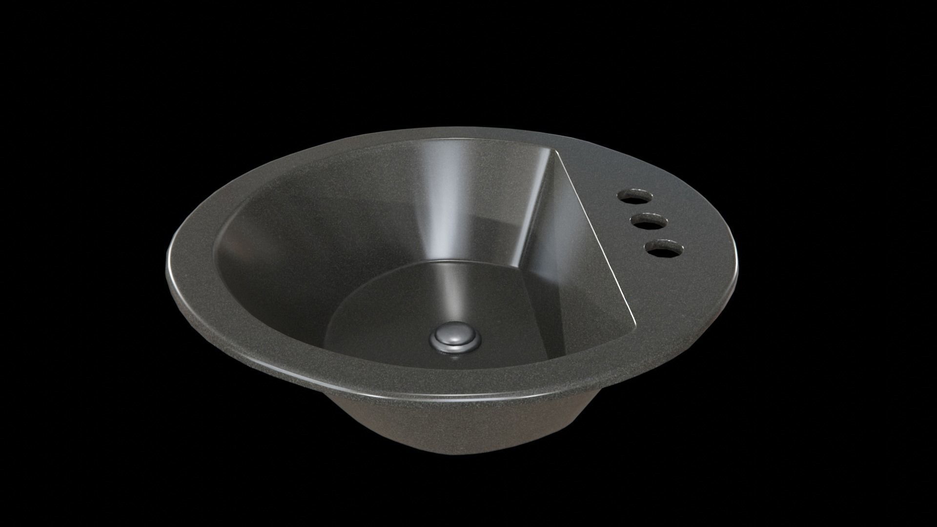 Bryant bathroom sink round drop Black Low-poly 3D model_9