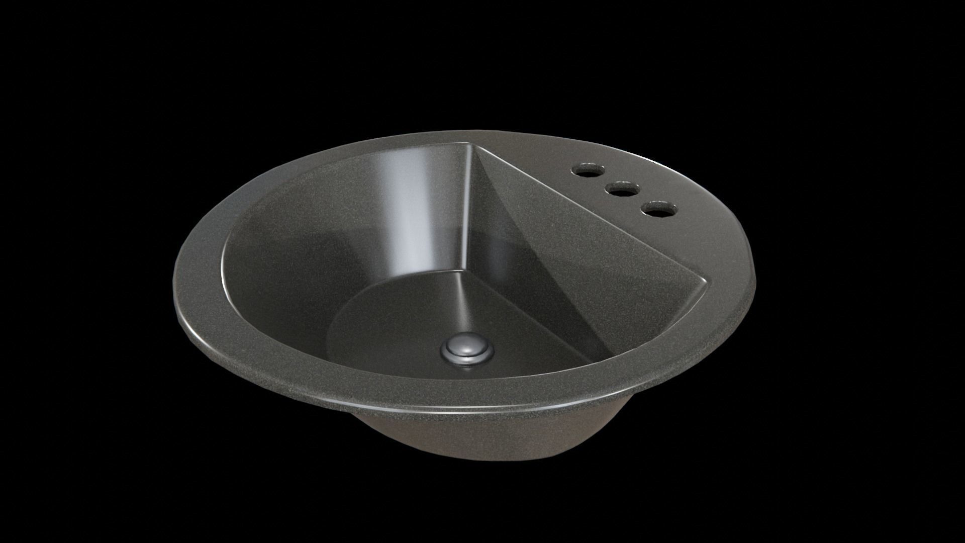 Bryant bathroom sink round drop Black Low-poly 3D model_8