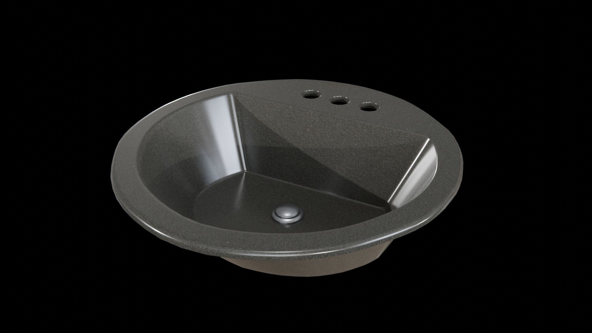 Bryant bathroom sink round drop Black Low-poly 3D model_7
