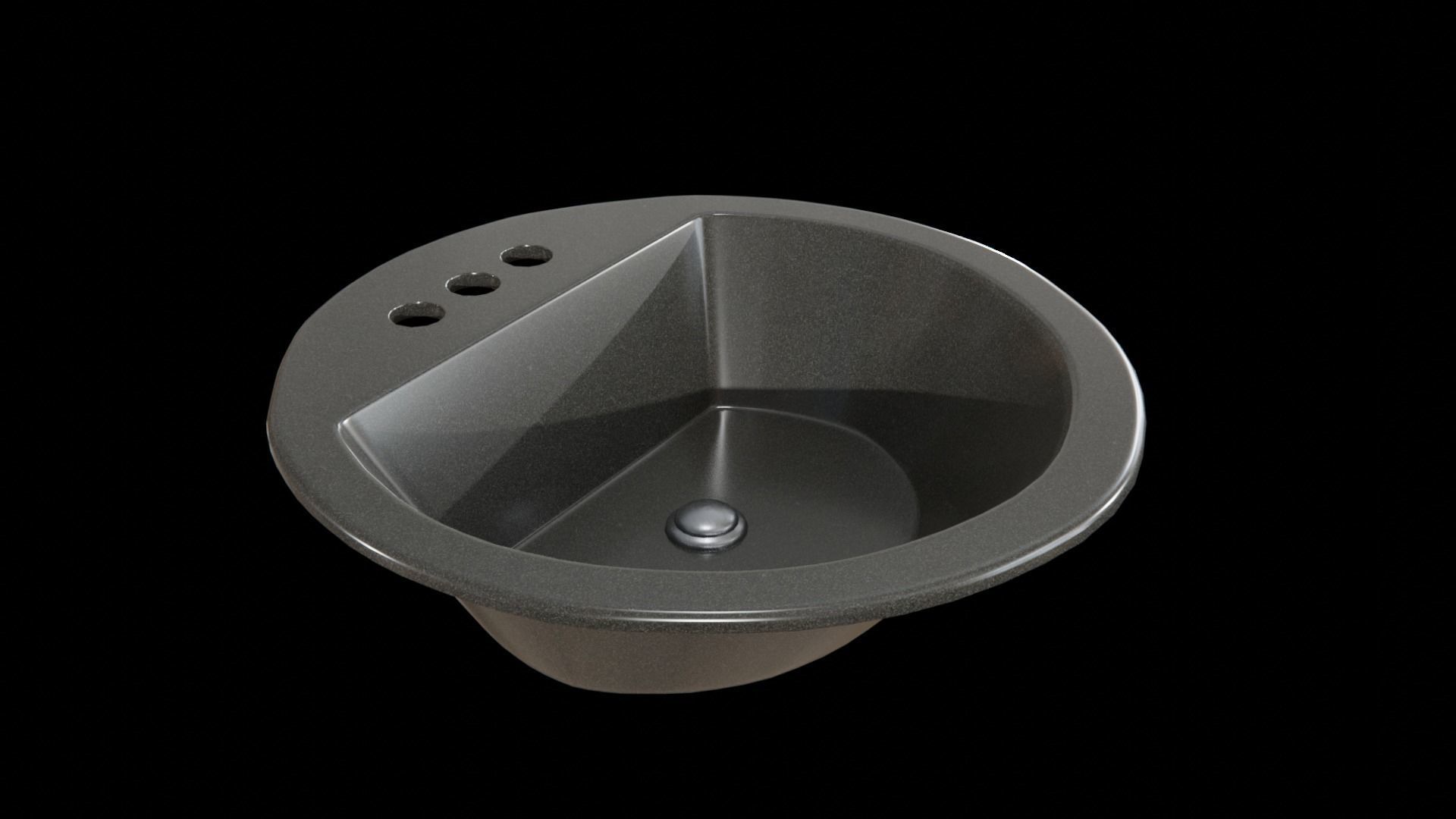 Bryant bathroom sink round drop Black Low-poly 3D model_16