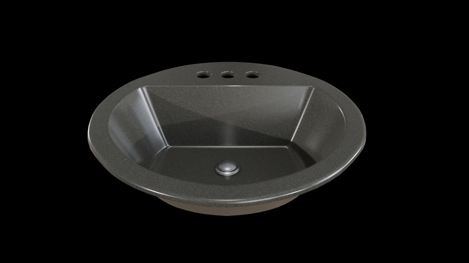 Bryant bathroom sink round drop Black Low-poly 3D model_6