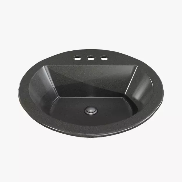Bryant bathroom sink round drop Black Low-poly 3D model_0