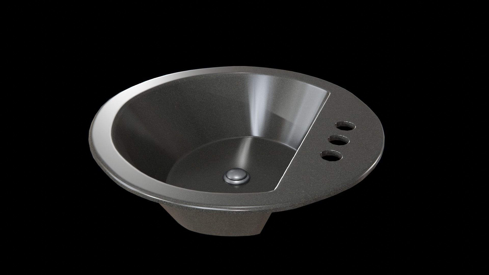 Bryant bathroom sink round drop Black Low-poly 3D model_10