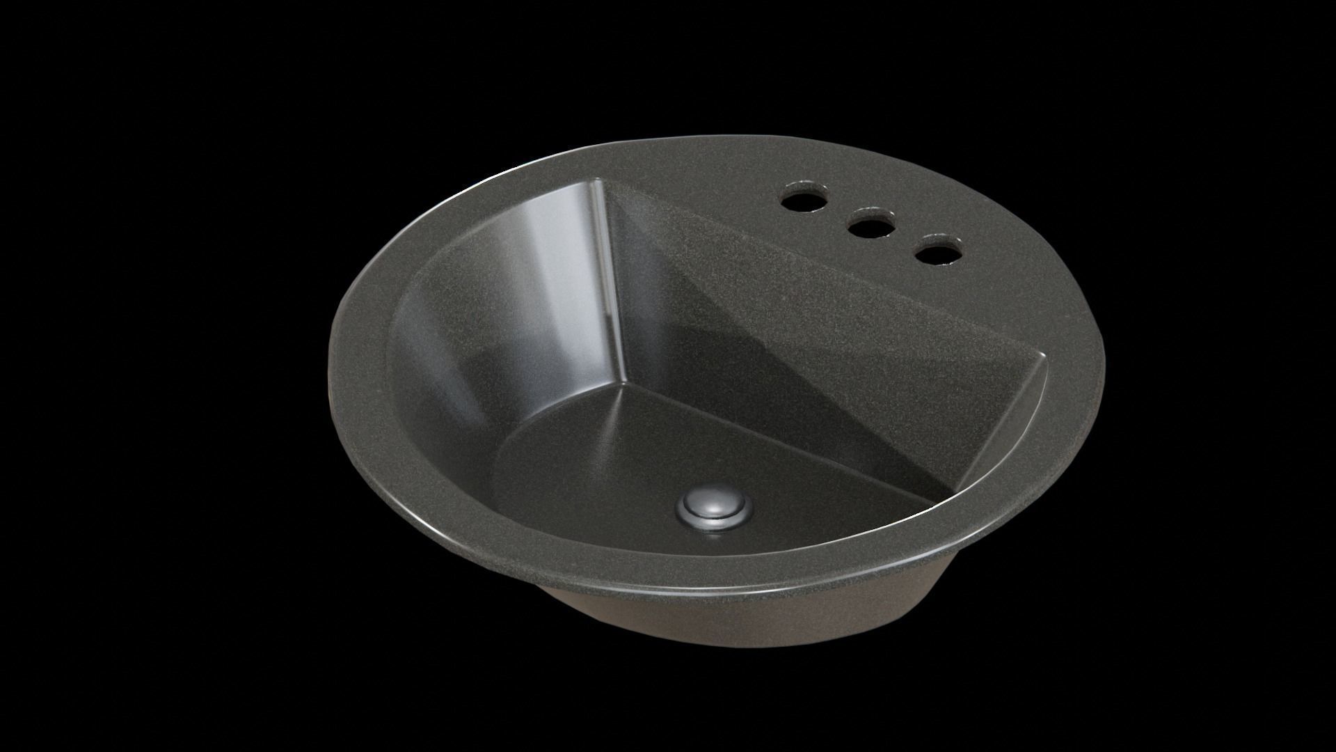 Bryant bathroom sink round drop Black Low-poly 3D model_3