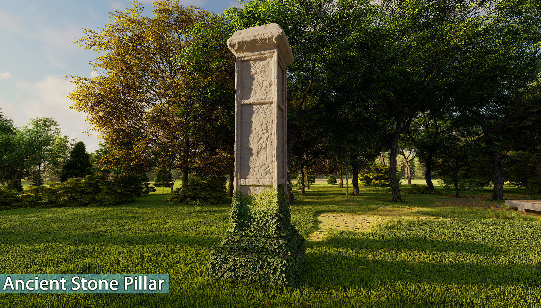 Ancient Stone Pillar Low-poly 3D model_1