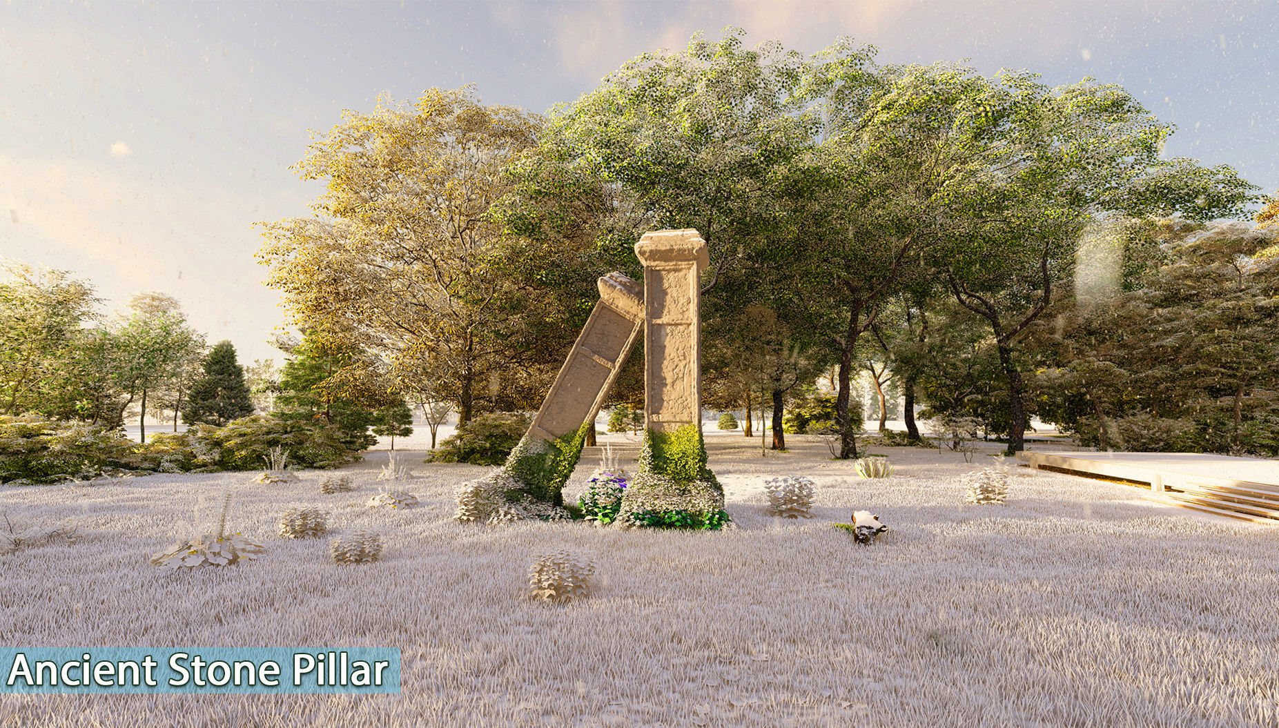 Ancient Stone Pillar Low-poly 3D model_4