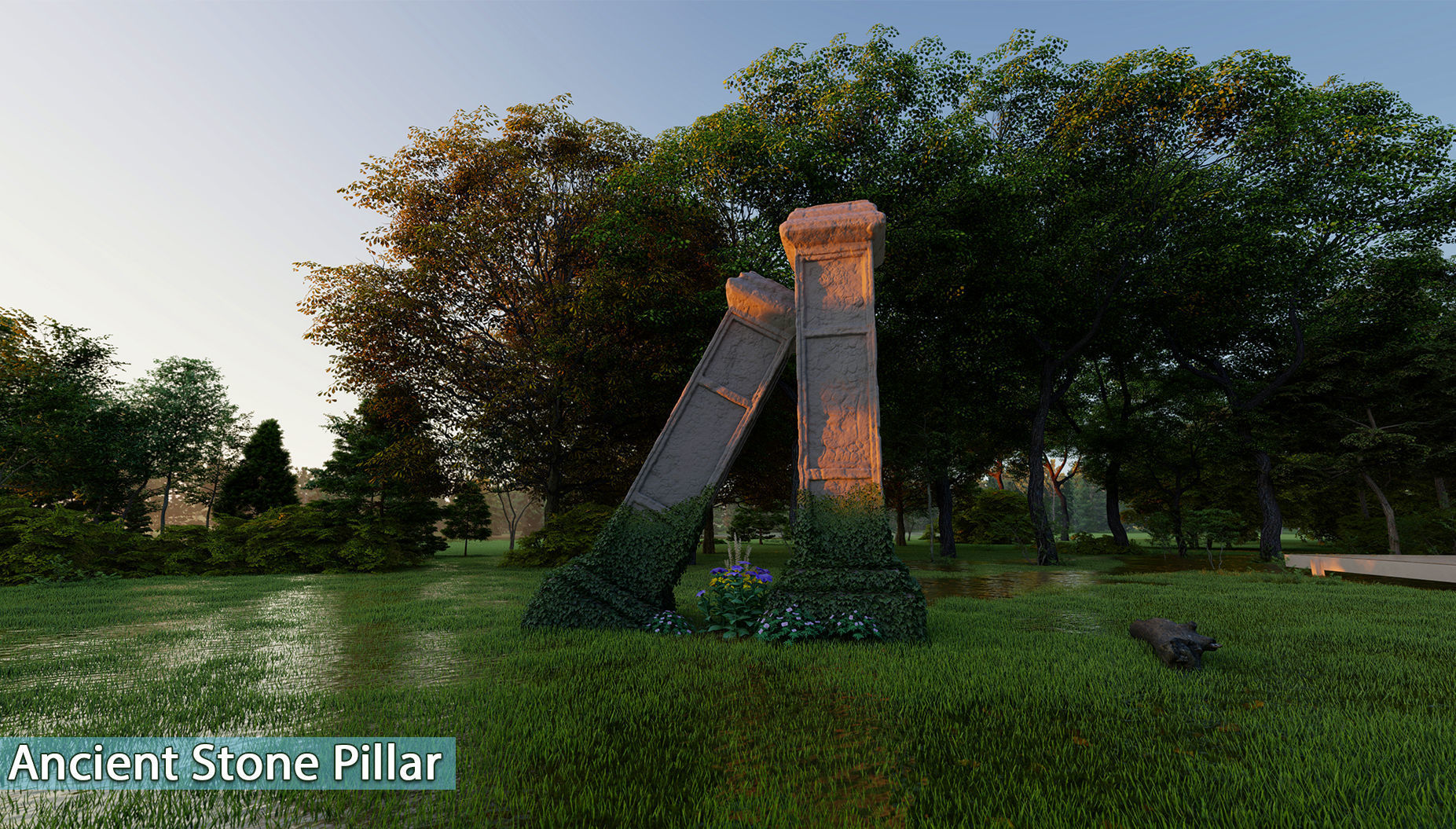 Ancient Stone Pillar Low-poly 3D model_6