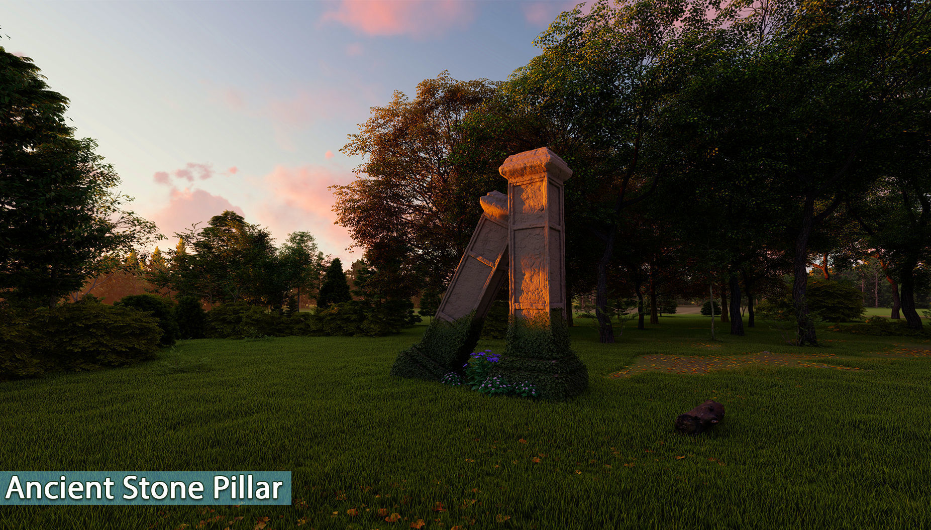 Ancient Stone Pillar Low-poly 3D model_5